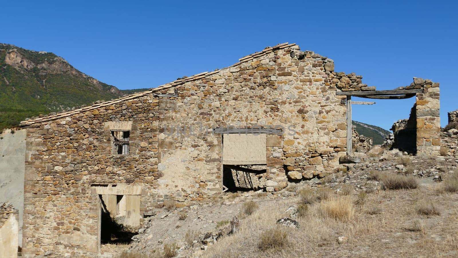 Ruined house in an uninhabited village of Yesa in Navarre