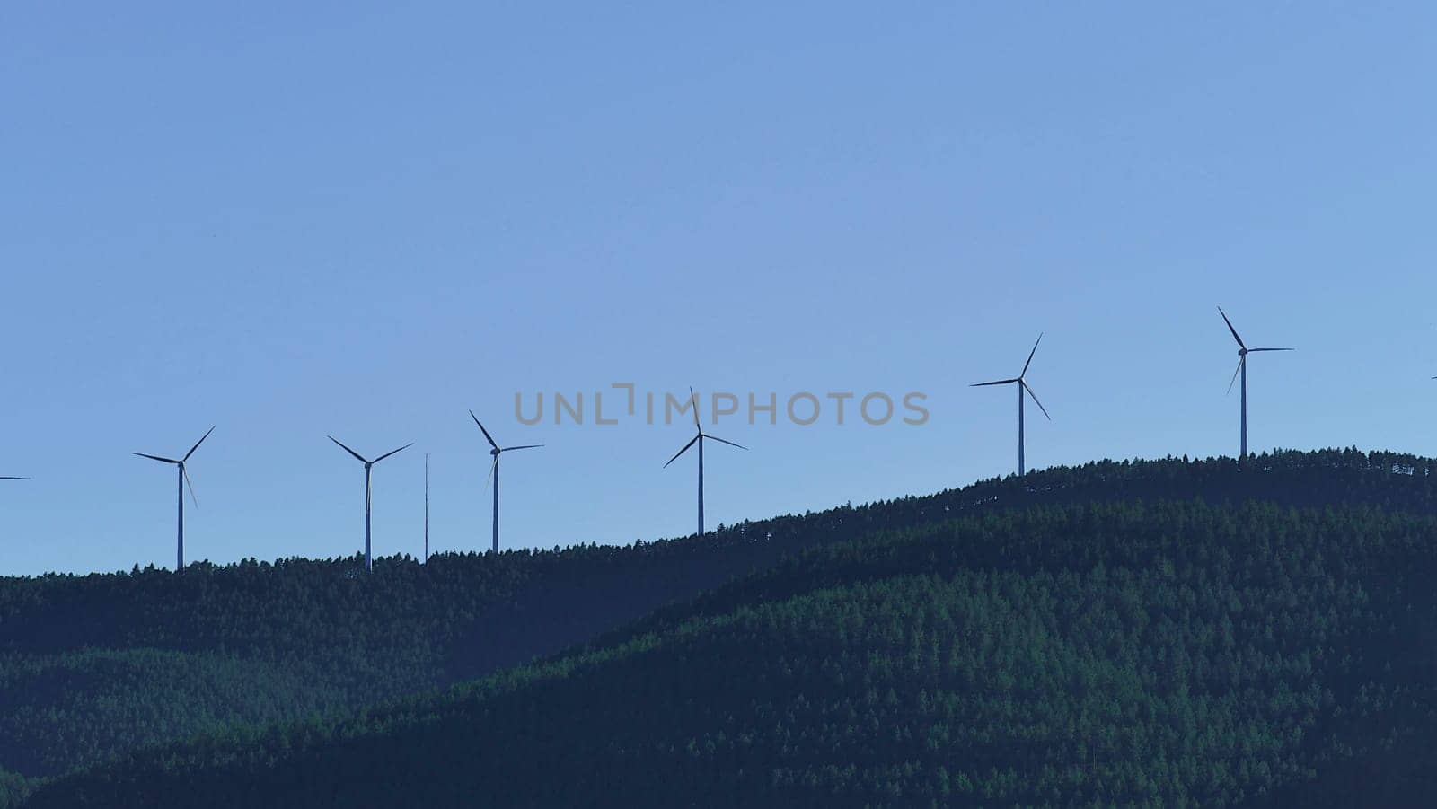 Wind energy generators at the top of the mountain