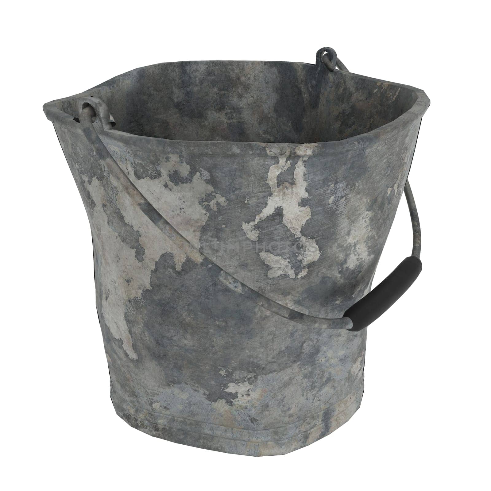 Rusted Paint Bucket isolated on white background. High quality 3d illustration