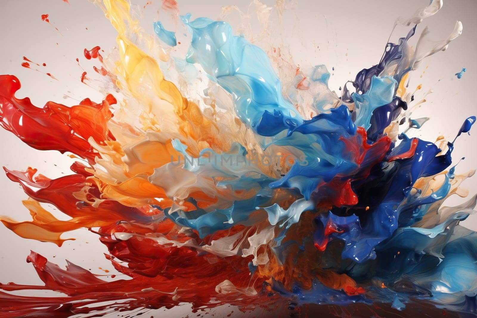 A frozen splash of red and blue colors. Abstract background.