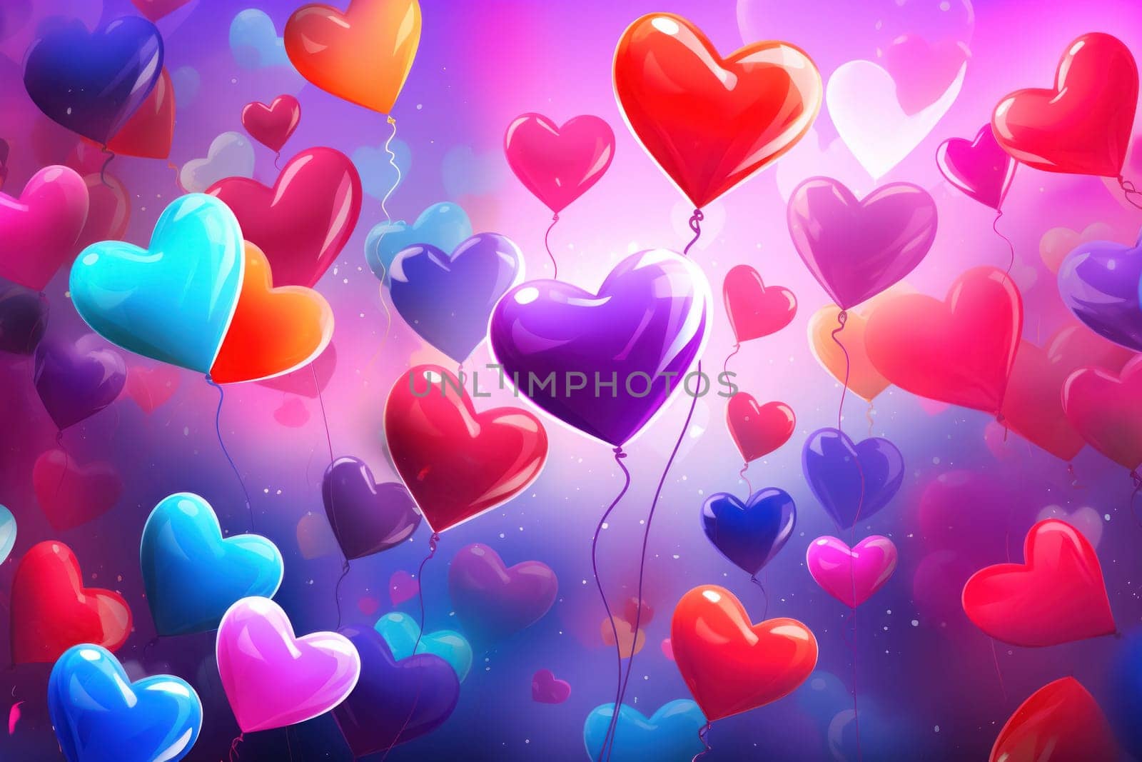 Colorful Heart Balloons on Dreamy Background by andreyz