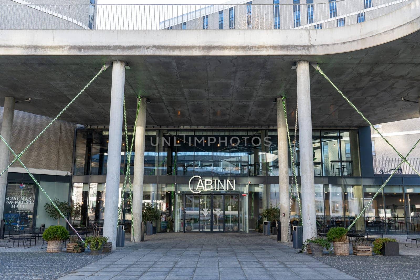 Copenhagen, Denmark - January 25, 2024: Exterior view of the Hotel Cabinn in the city center.