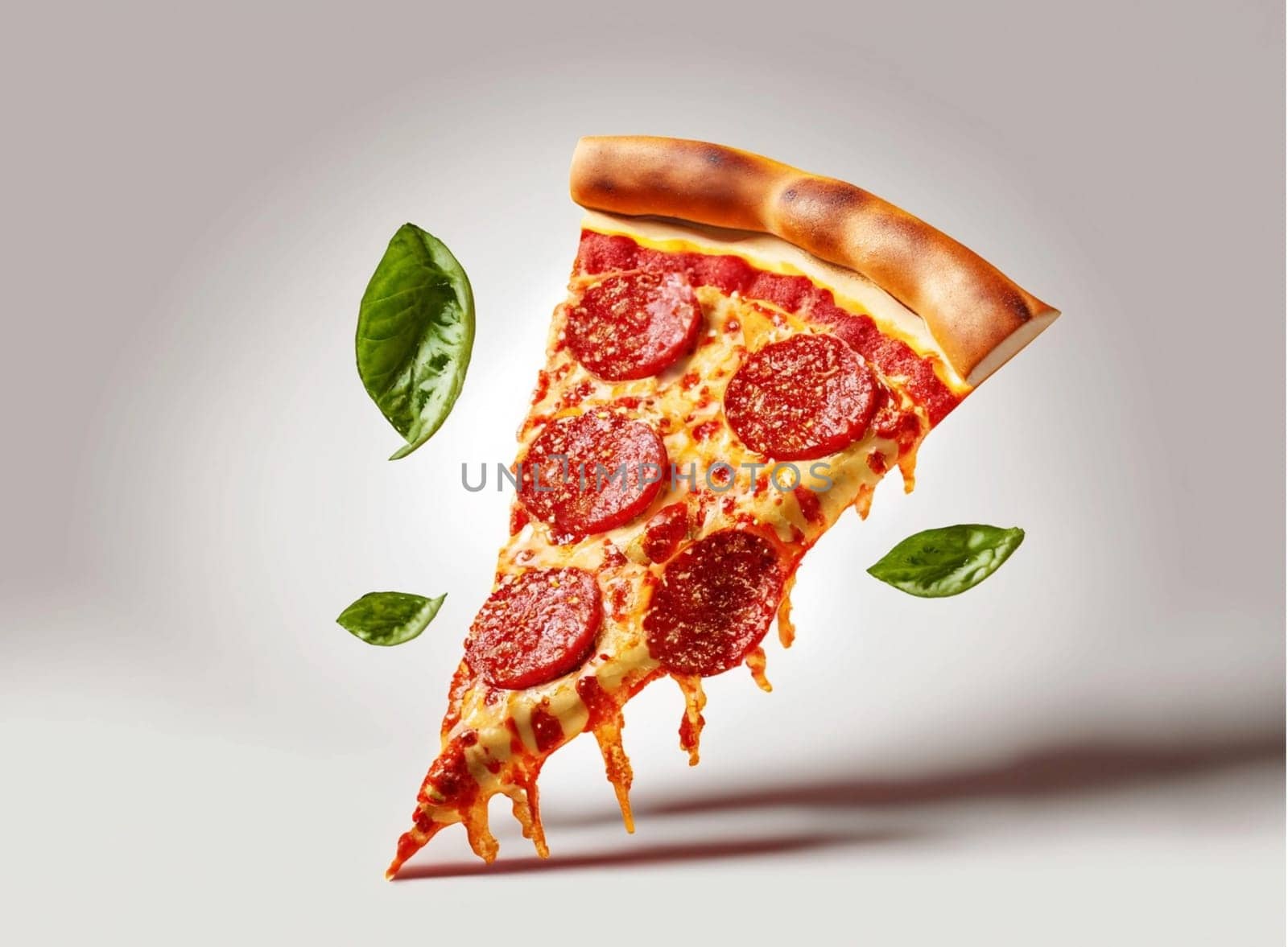 Slice of fresh italian classic original Pepperoni Pizza isolated on white background jpg image. High quality image