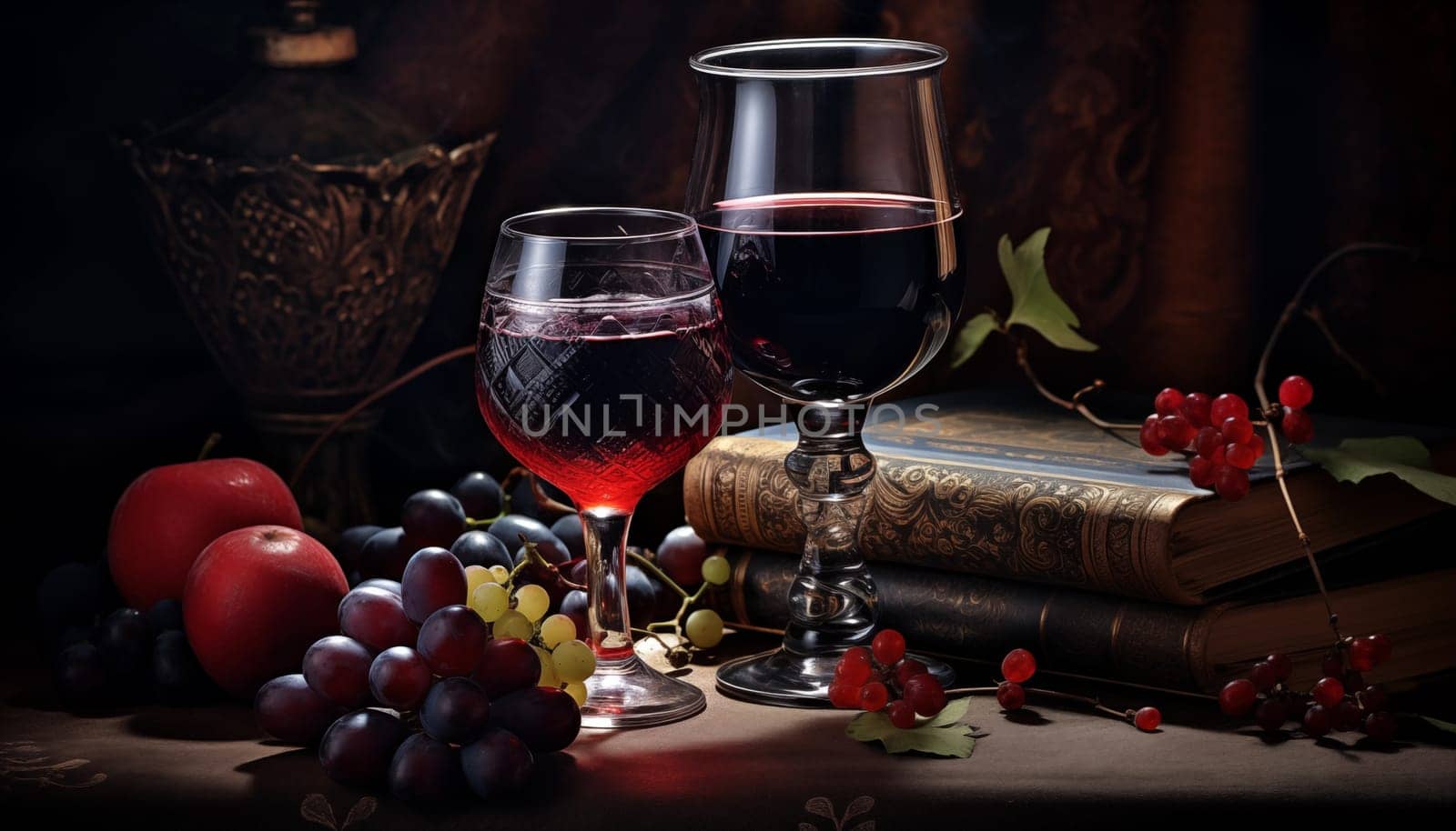 Glasses of red wine by Nadtochiy