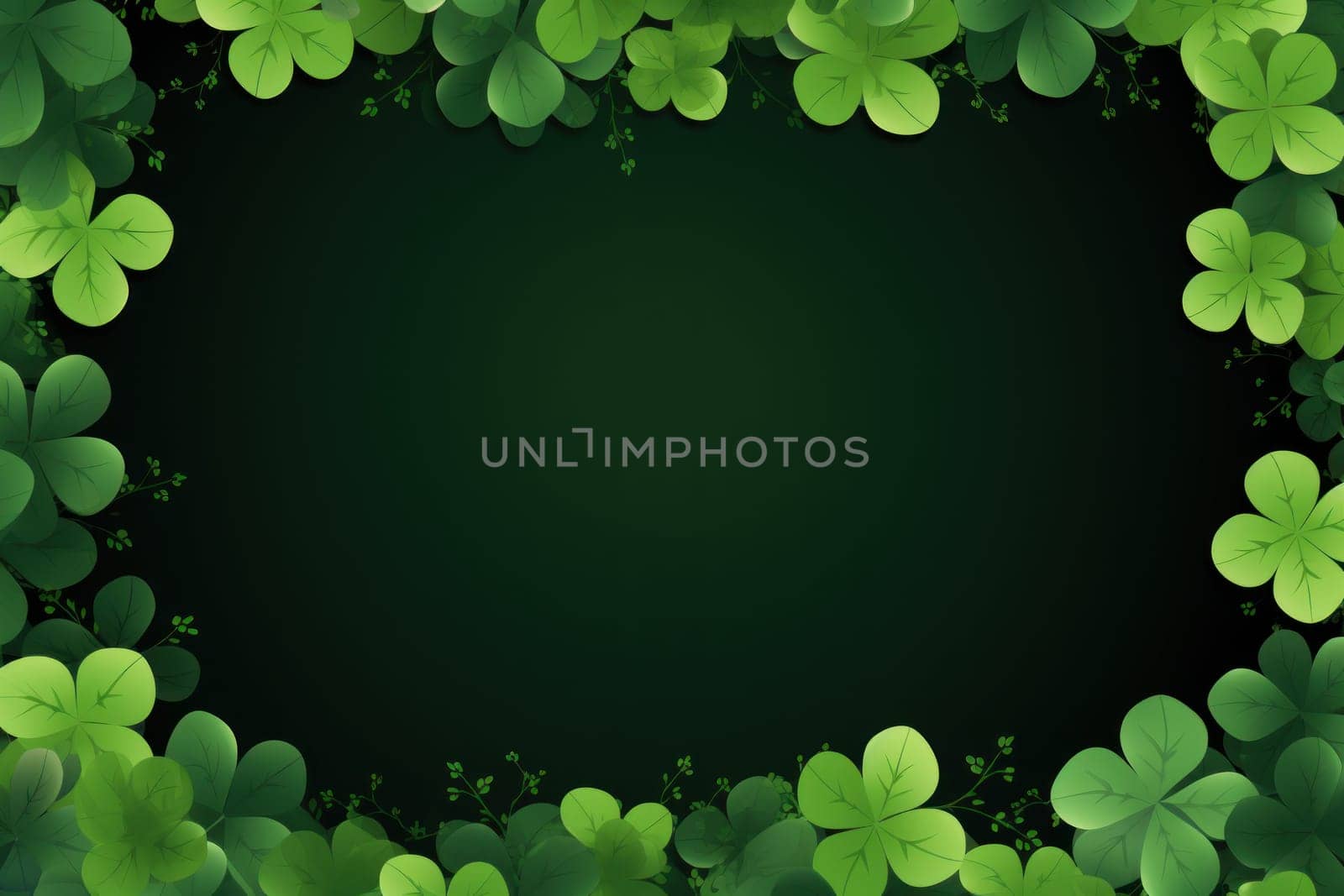 St.Patrick day leaf clover frame banner. Generative AI.