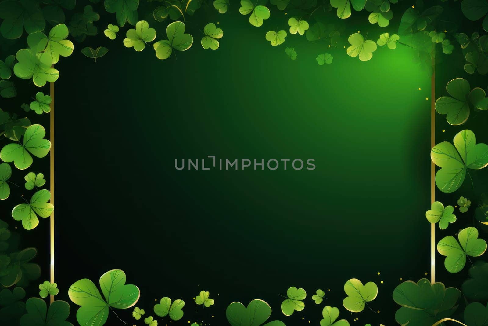 St.Patrick day leaf clover frame banner. Generative AI.