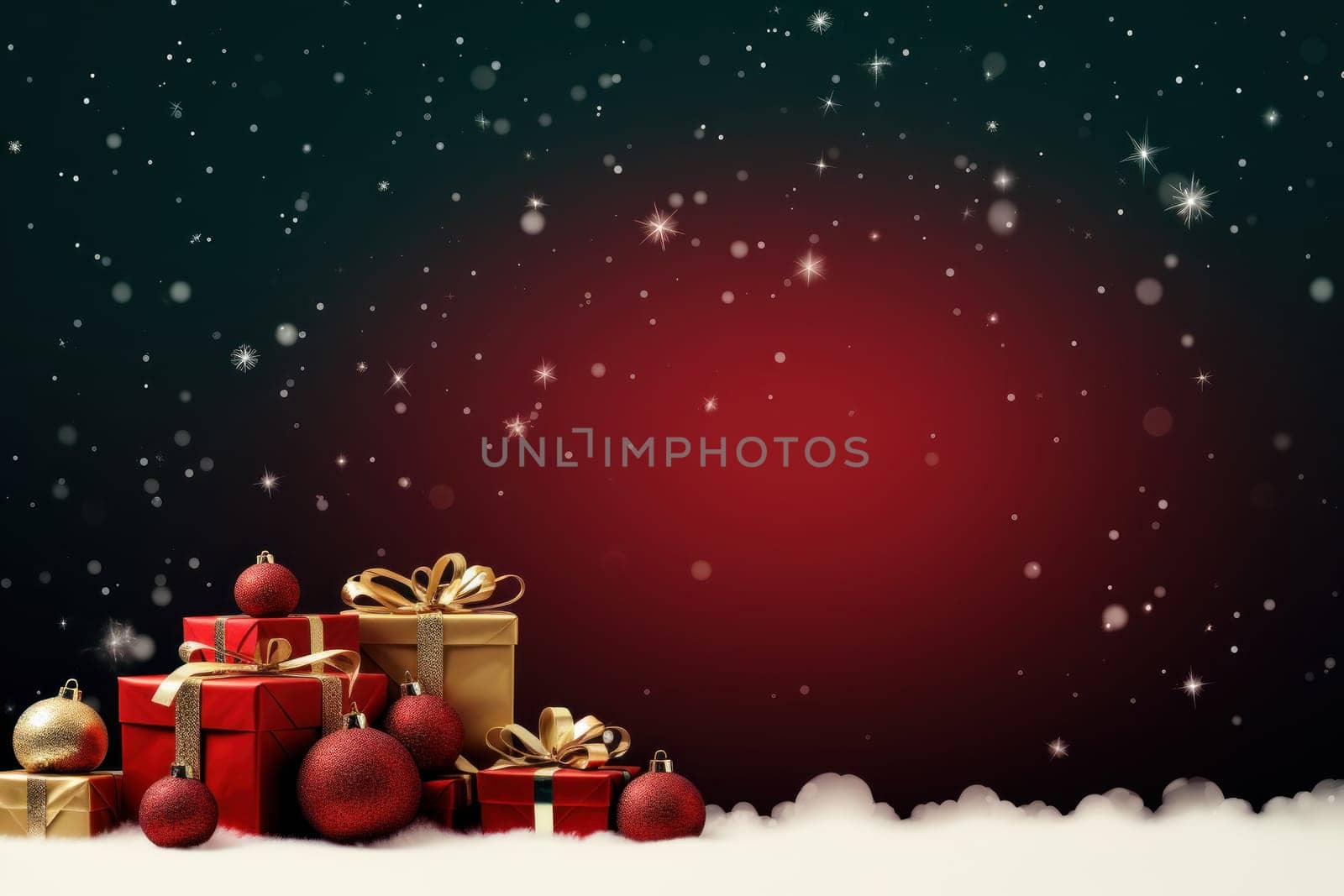 Merry Christmas banner with blank space for text, red background. Generative AI.