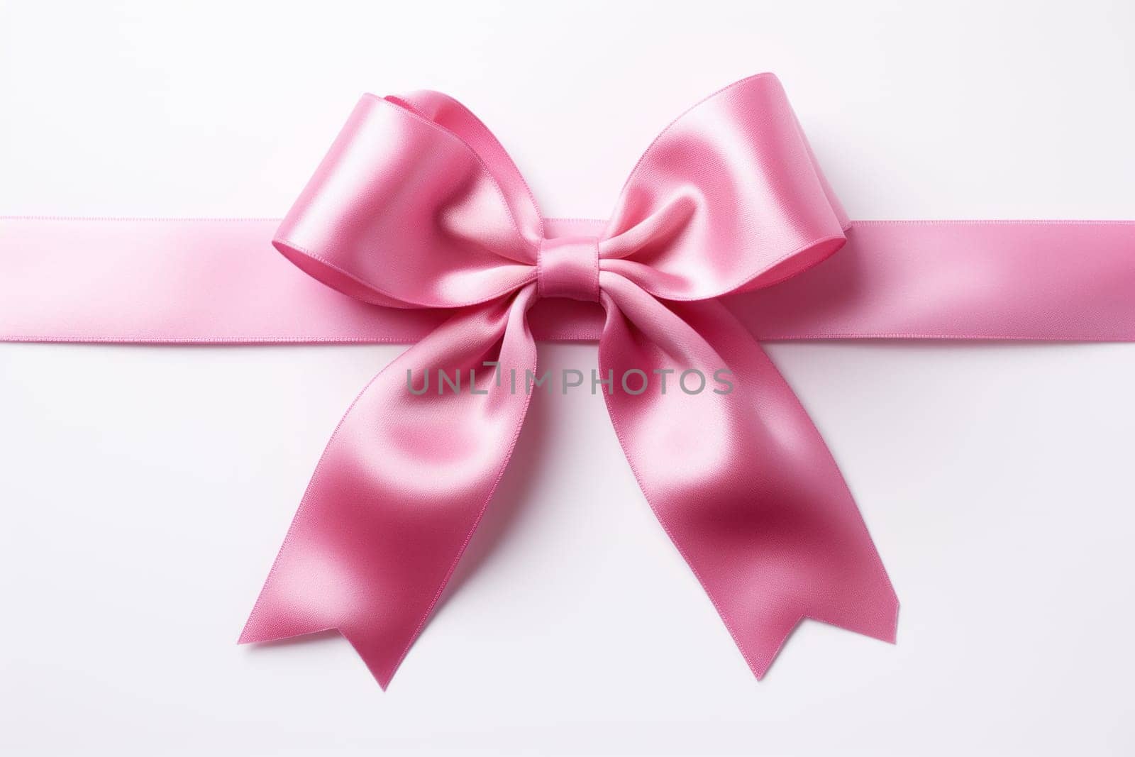 A minimalist representation of a pink ribbon. Generative AI.