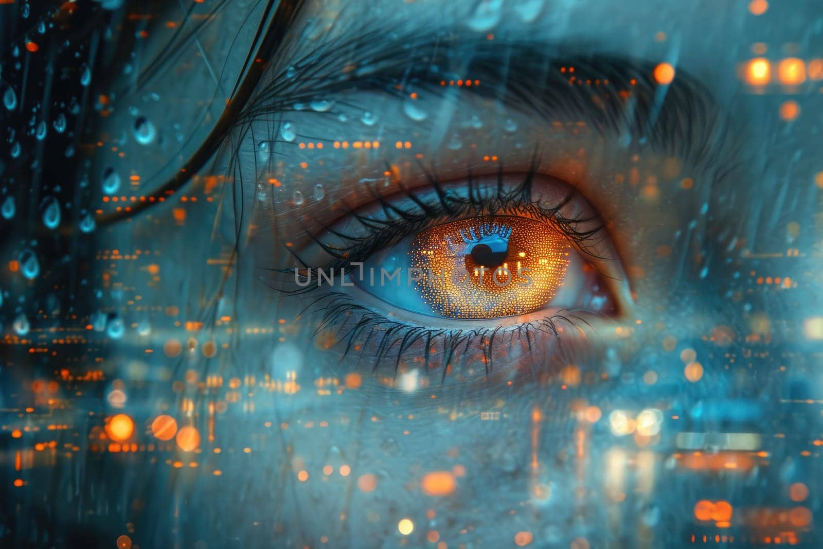eyes of technology and futuristic digital cyber security concept comeliness by biancoblue