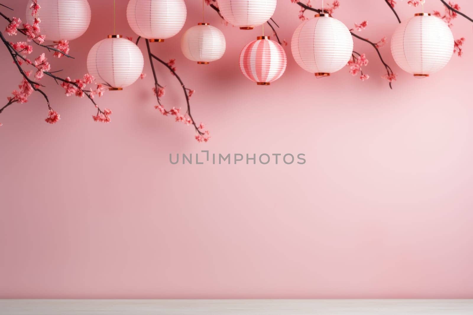 Chinese New year eve celebrations bright in the style of minimalist backgrounds. Generative AI.
