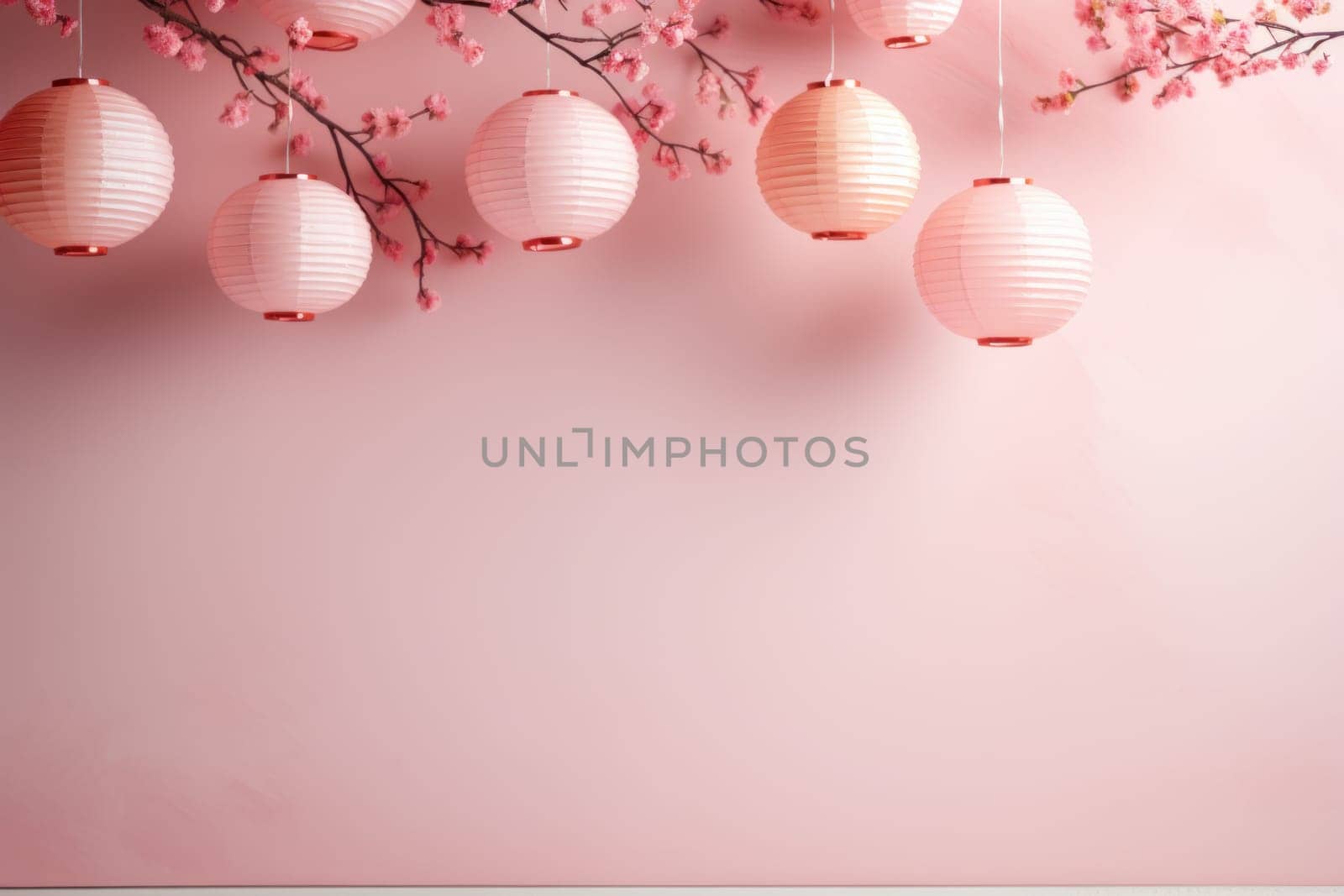Chinese New year eve celebrations bright in the style of minimalist backgrounds. Generative AI.