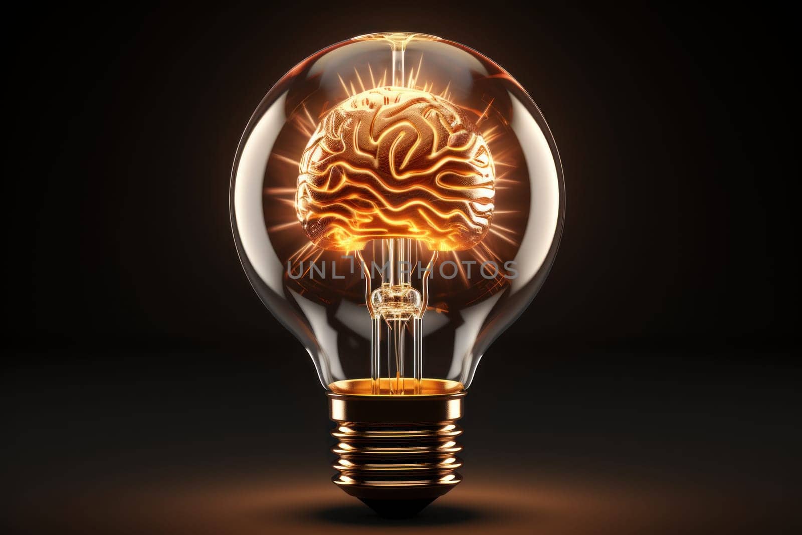 Human brain lightbulb new ideas concept. Generative AI.