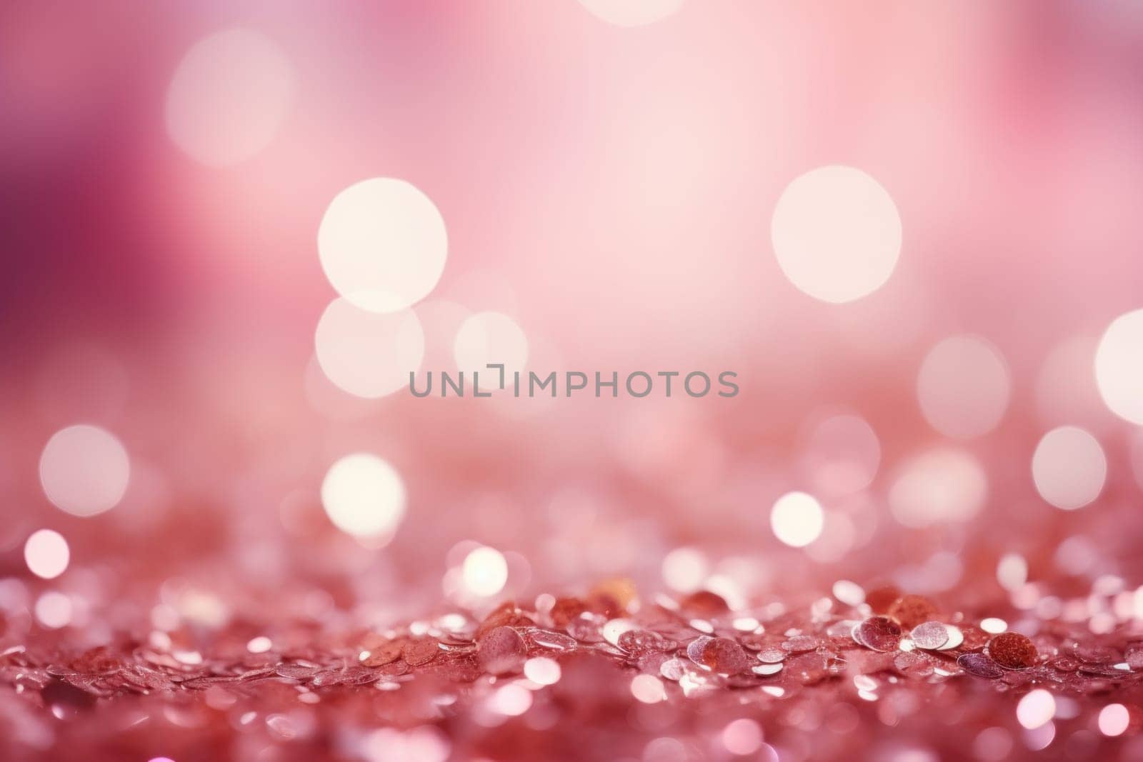 Valentines Shiny Pink Glitter Background With Defocused Abstract Lights. Generative AI by golfmerrymaker