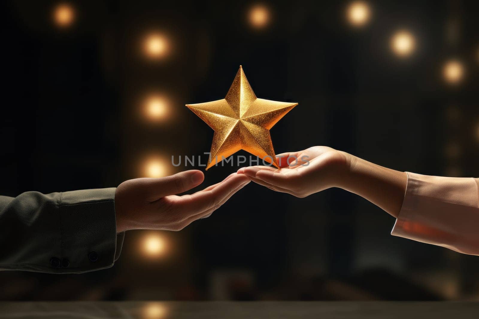 Gold star symbolizing positive reinforcement and recognition for exceptional effort. Generative AI.