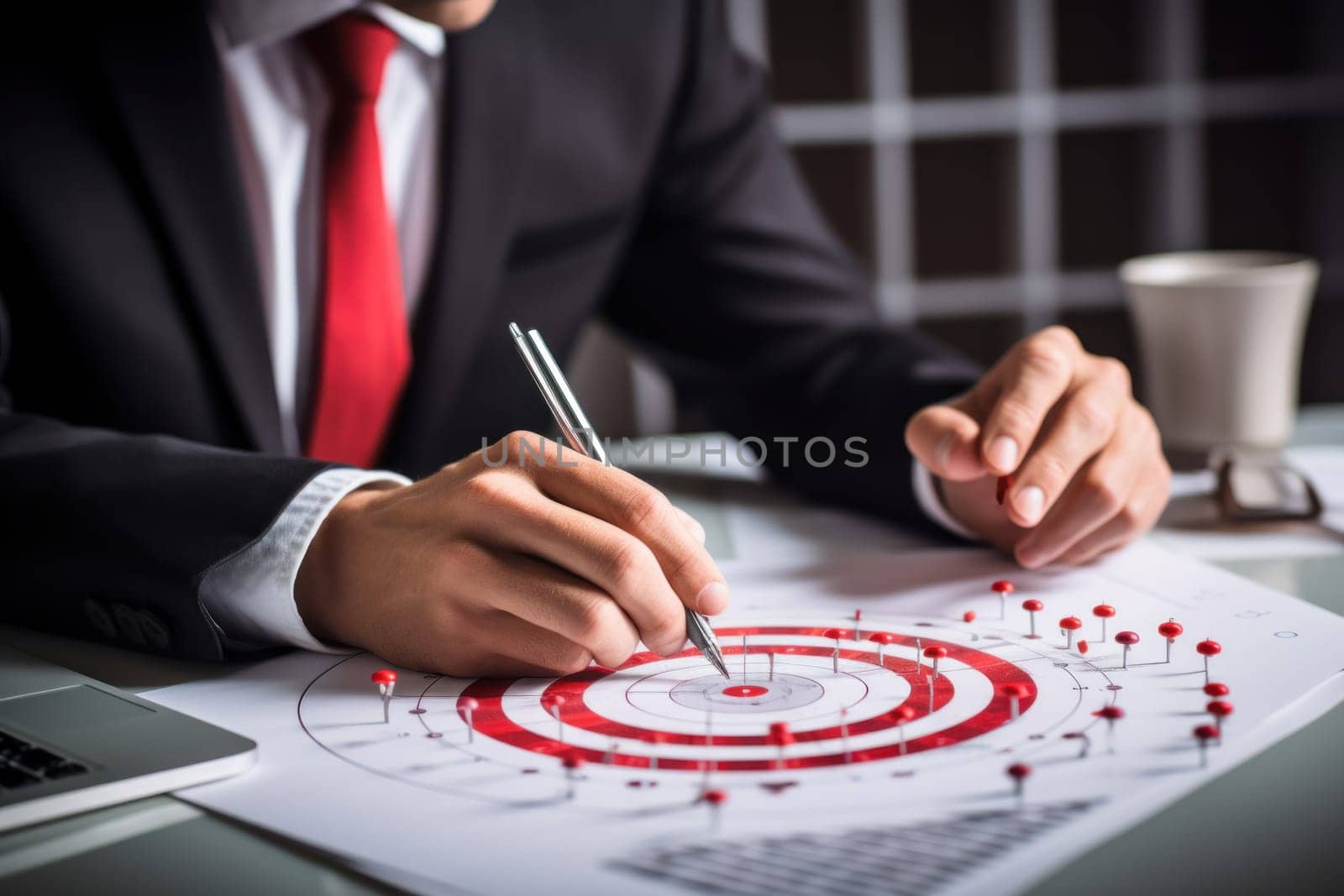 Finance Advisor Hands Investment Charts To Client minimalistic. Generative AI.