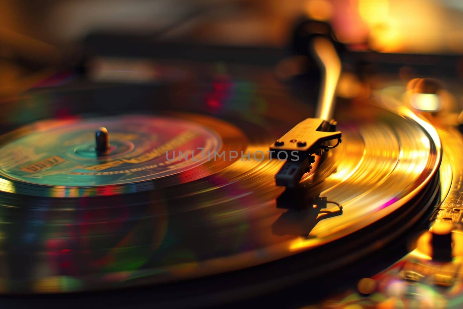 Vinyl records spin and melodious music comes out, creating a romantic atmosphere. Generative AI by golfmerrymaker