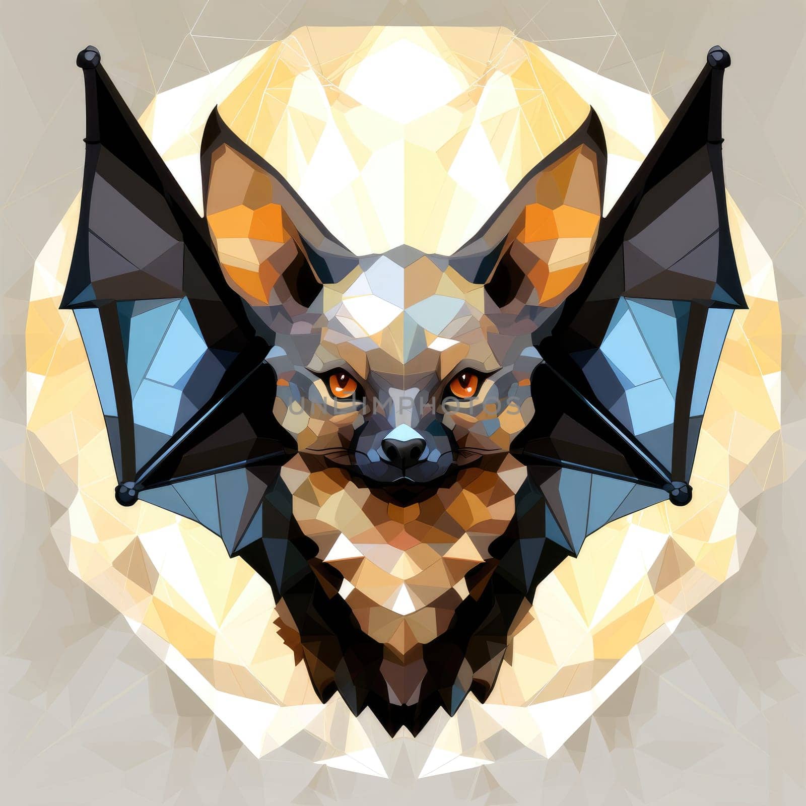 An ominous bat with wings spread. Surrealistic image of a flying vampire monster. Template for poster, t-shirt, sticker, etc.