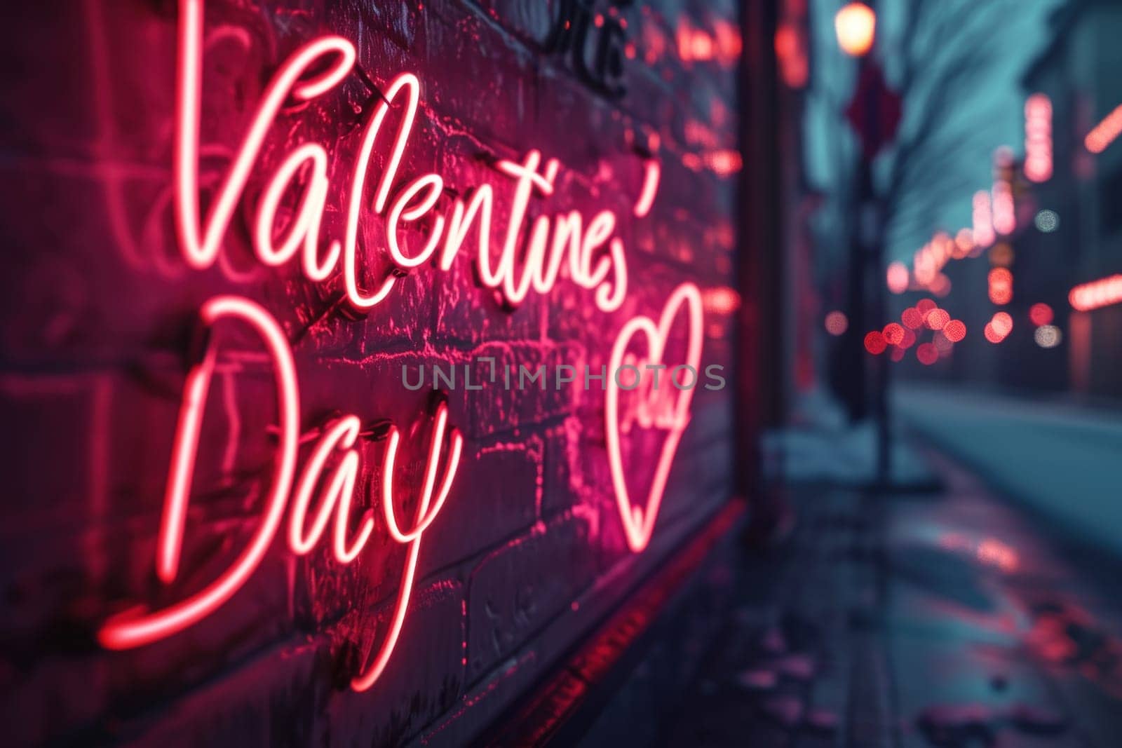 Neon sign that says Valentine's Day. Generative AI by golfmerrymaker