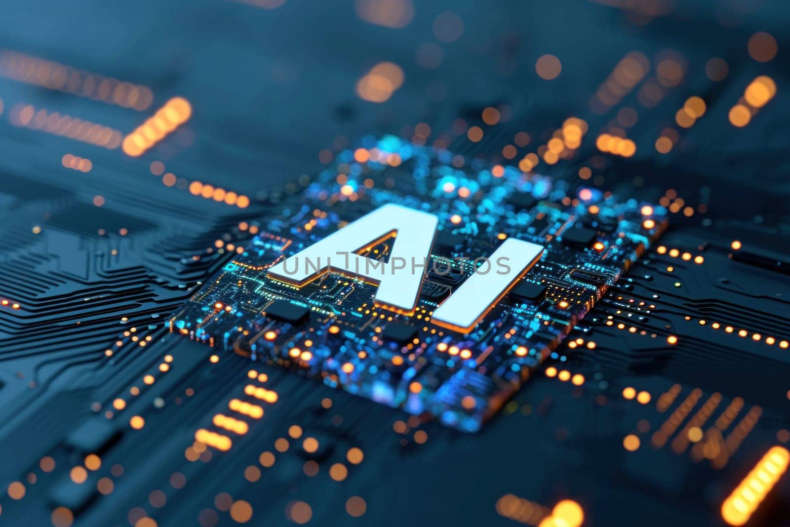 AI Circuit board Artificial Intelligence concept. Generative AI.