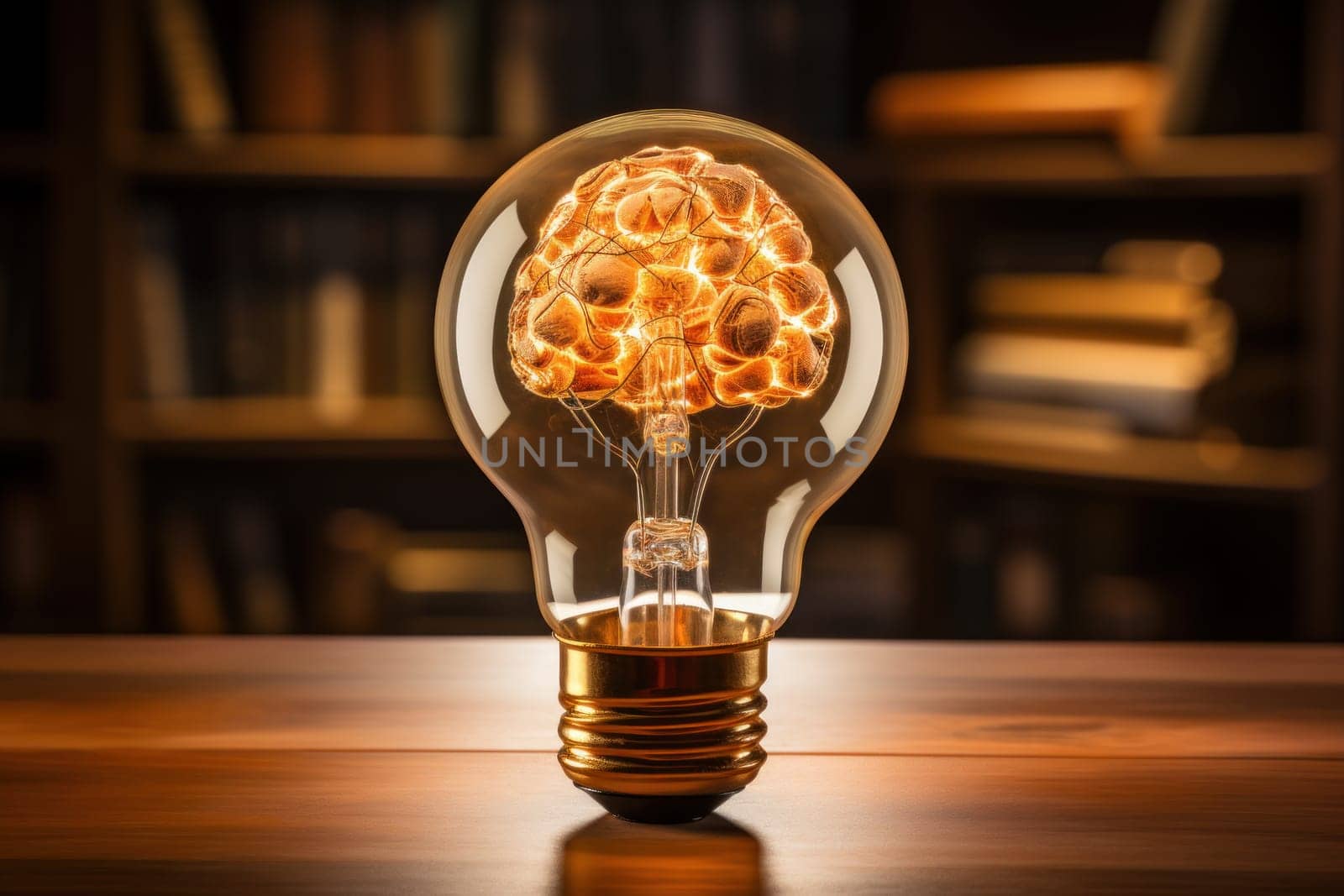 Human brain lightbulb new ideas concept. Generative AI.