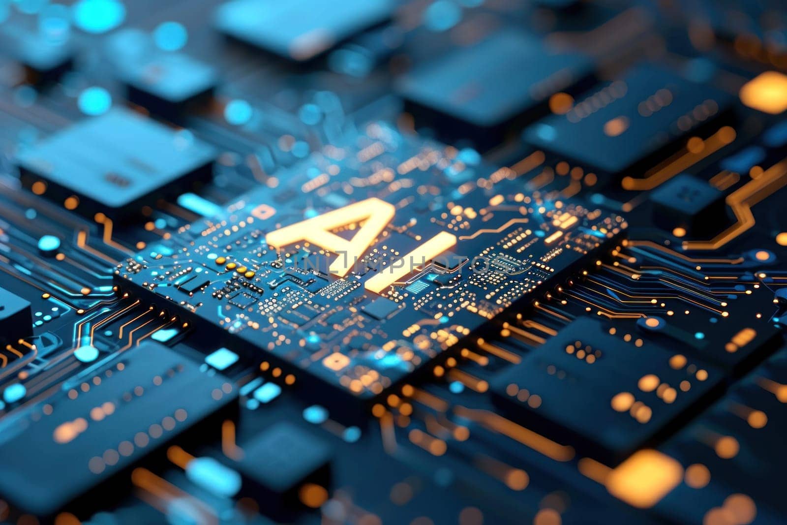 AI Circuit board Artificial Intelligence concept. Generative AI.