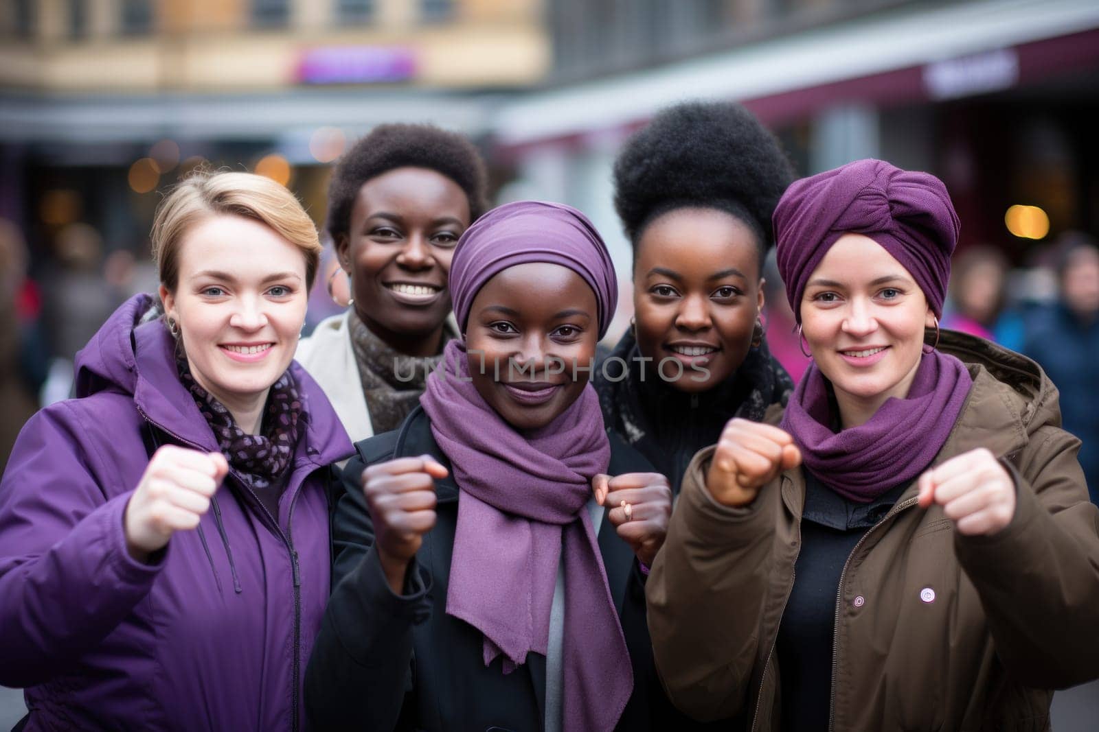 Fists up in solidarity: raising awareness on World Cancer Day. Generative AI.