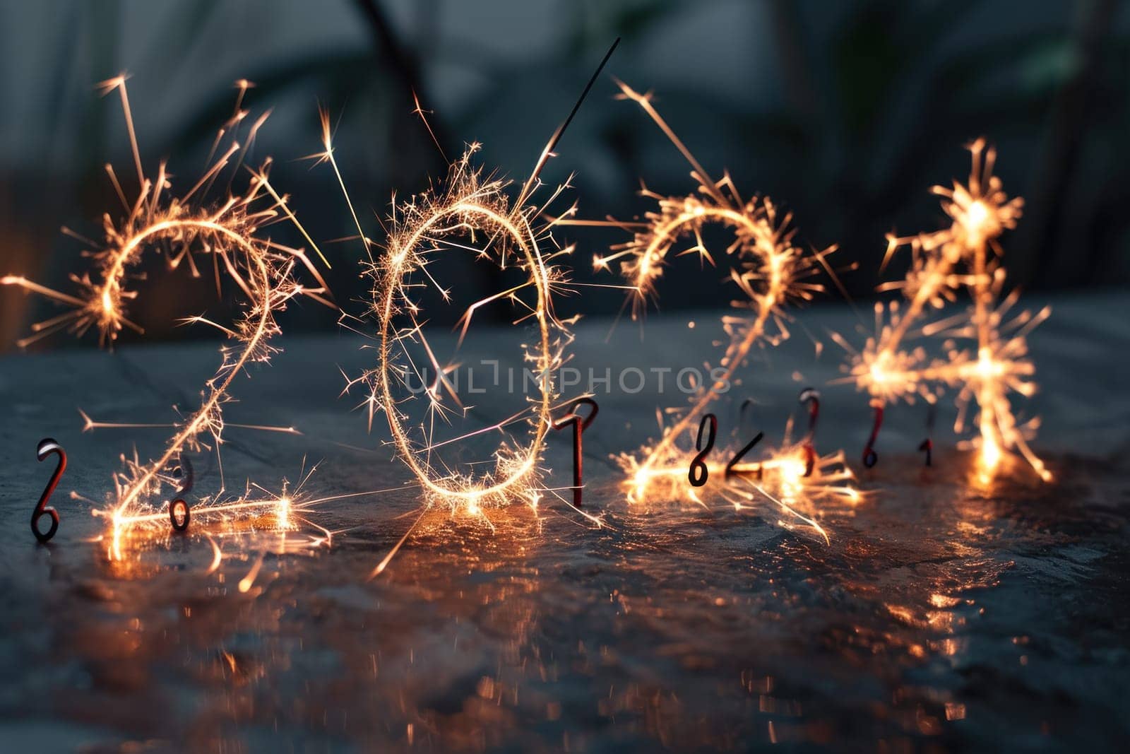 Number 2024 made of light, stylized photograph. Generative AI by golfmerrymaker