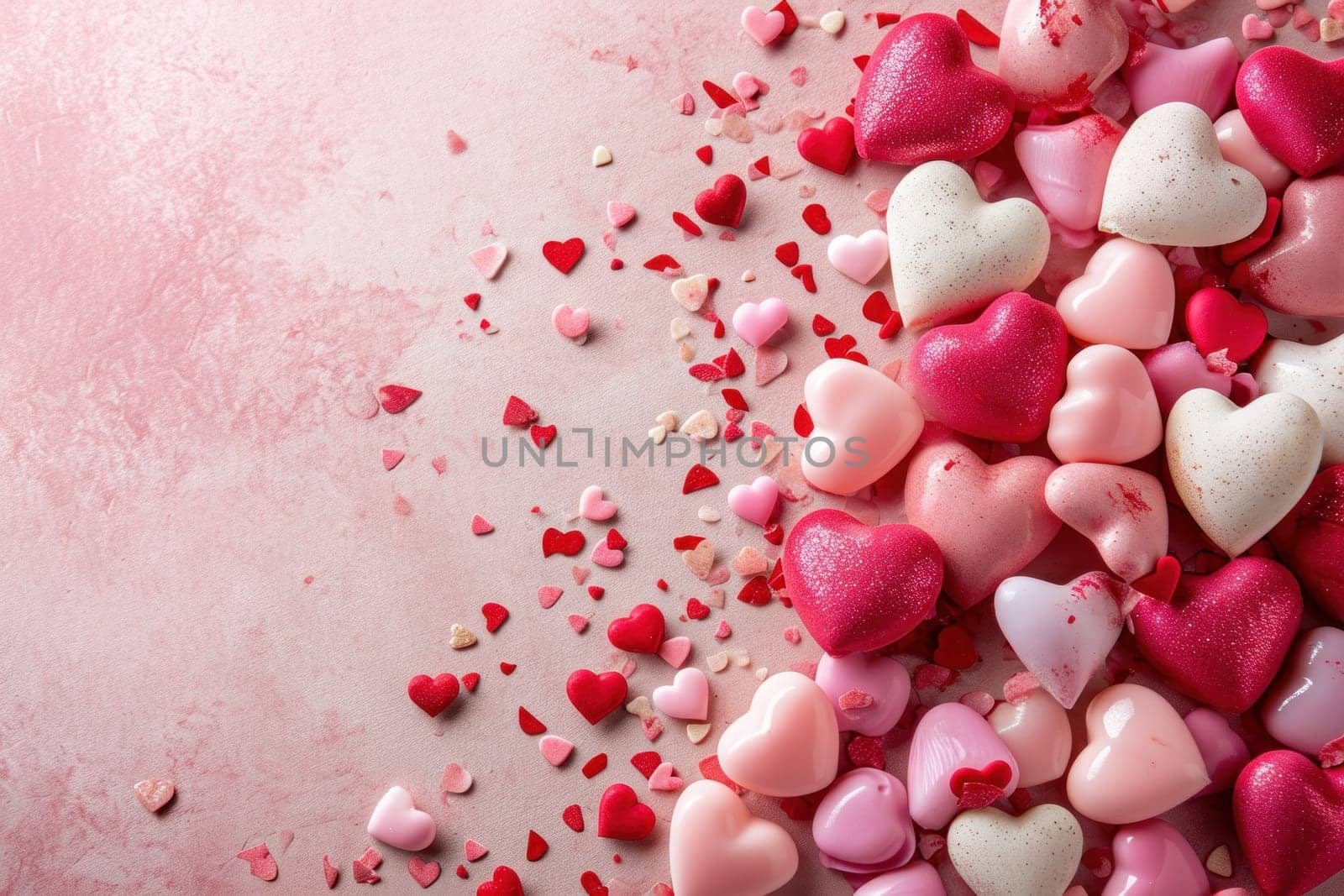 Valentine's day event card cute and pink style, copy space for text. Generative AI by golfmerrymaker