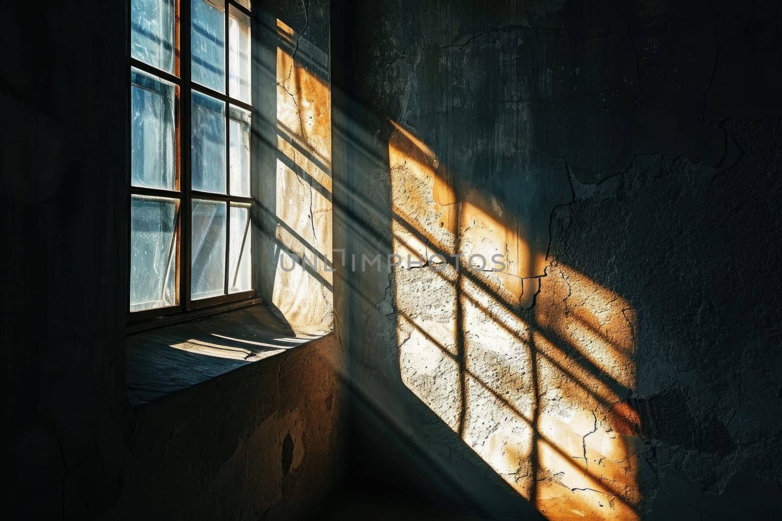 A window with light casting a shadow. Generative AI.