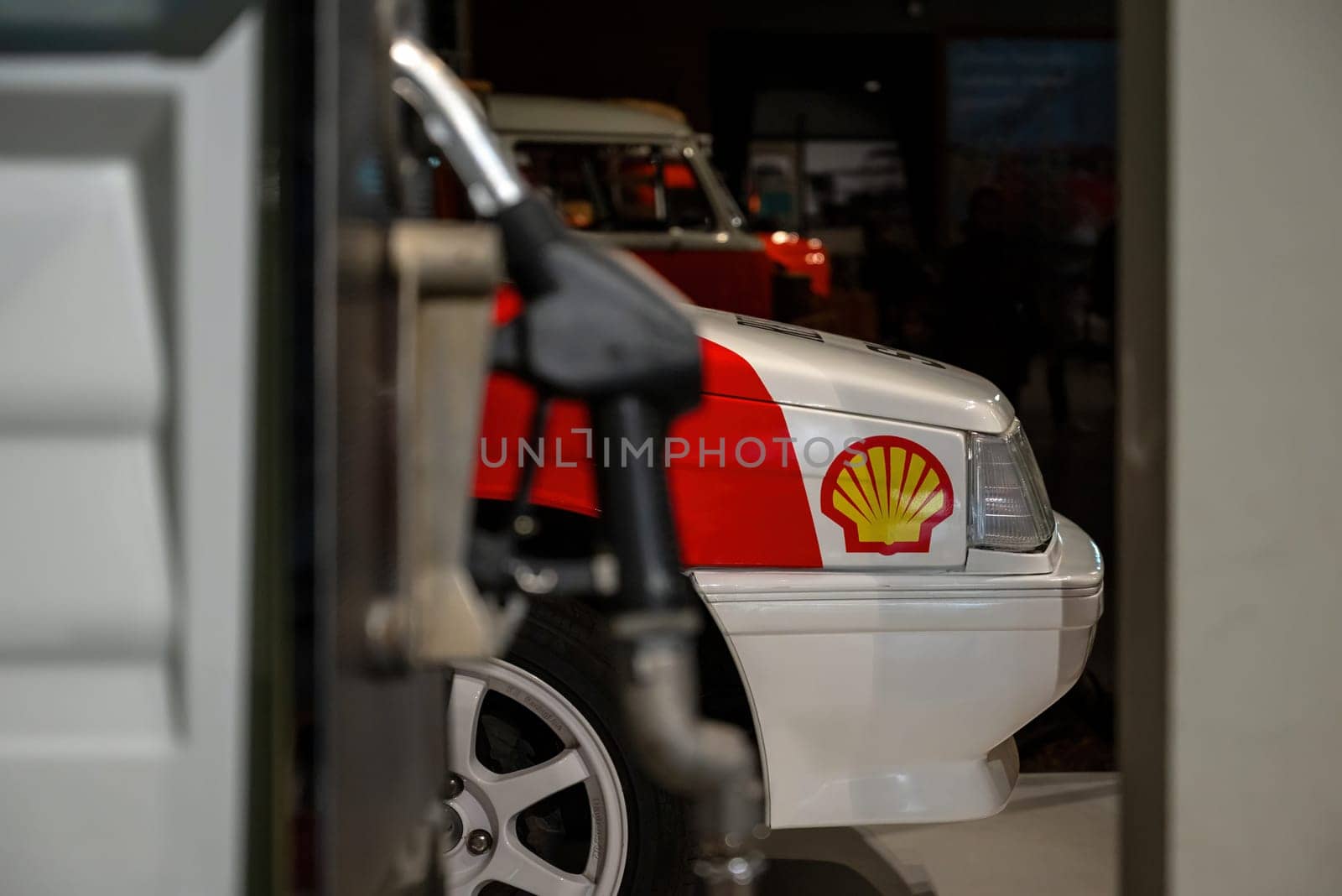 Antalya, Turkey - February 1, 2024: Shell PLC logo on car at Shell PLC gas station