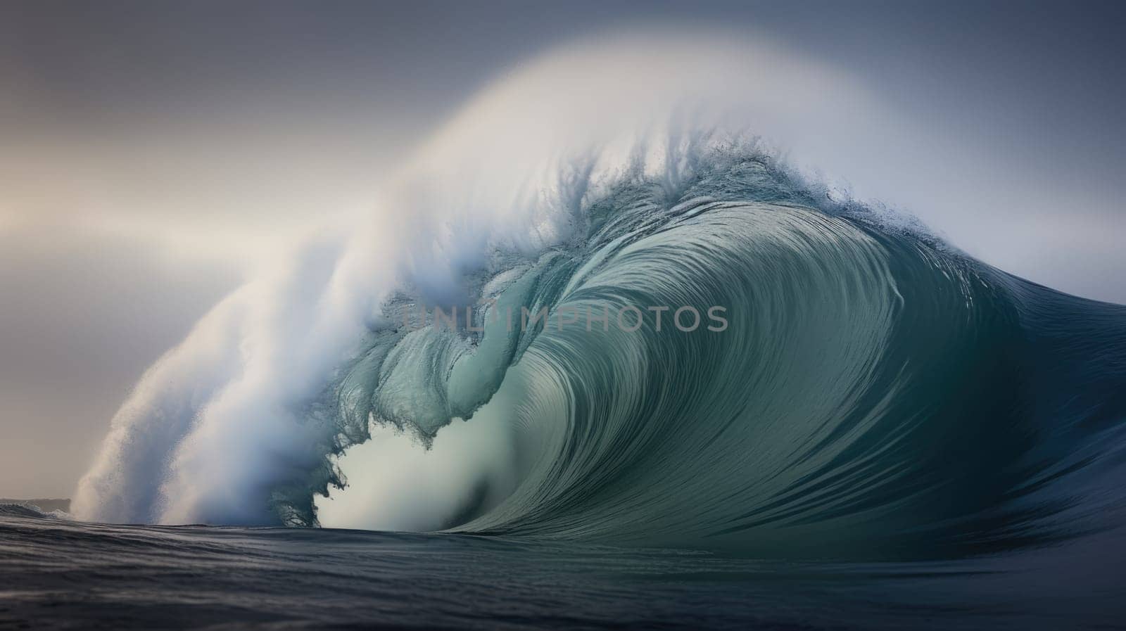 Huge wave breaking with a lot of spray and splash by palinchak