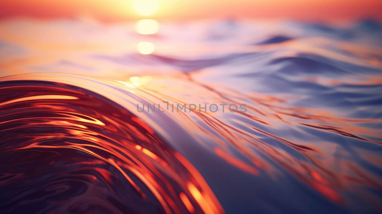 Ocean wave during sunset. Huge wave breaking with a lot of spray and splash. Sea water background