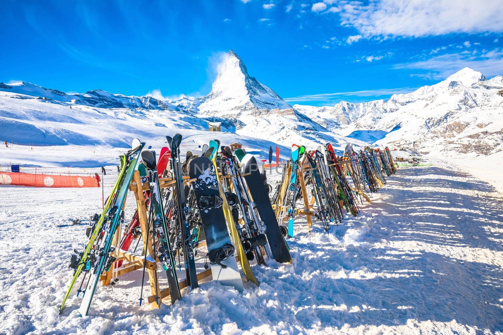 Matterhorn peak ski area in Zermatt, Valais region in Switzerland Alps