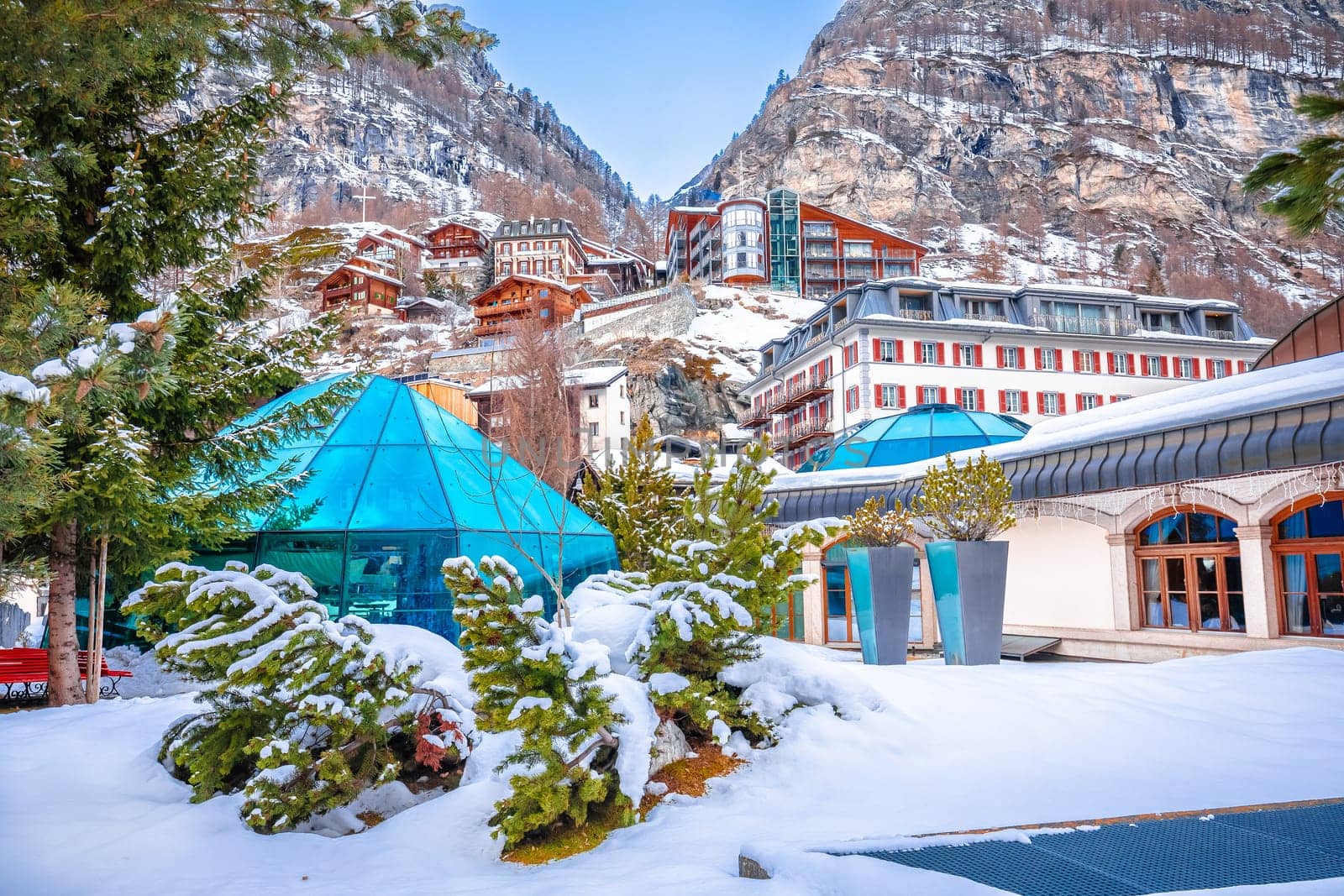 Idyllic village of Zermatt view, luxury winter destination in Switzerland
