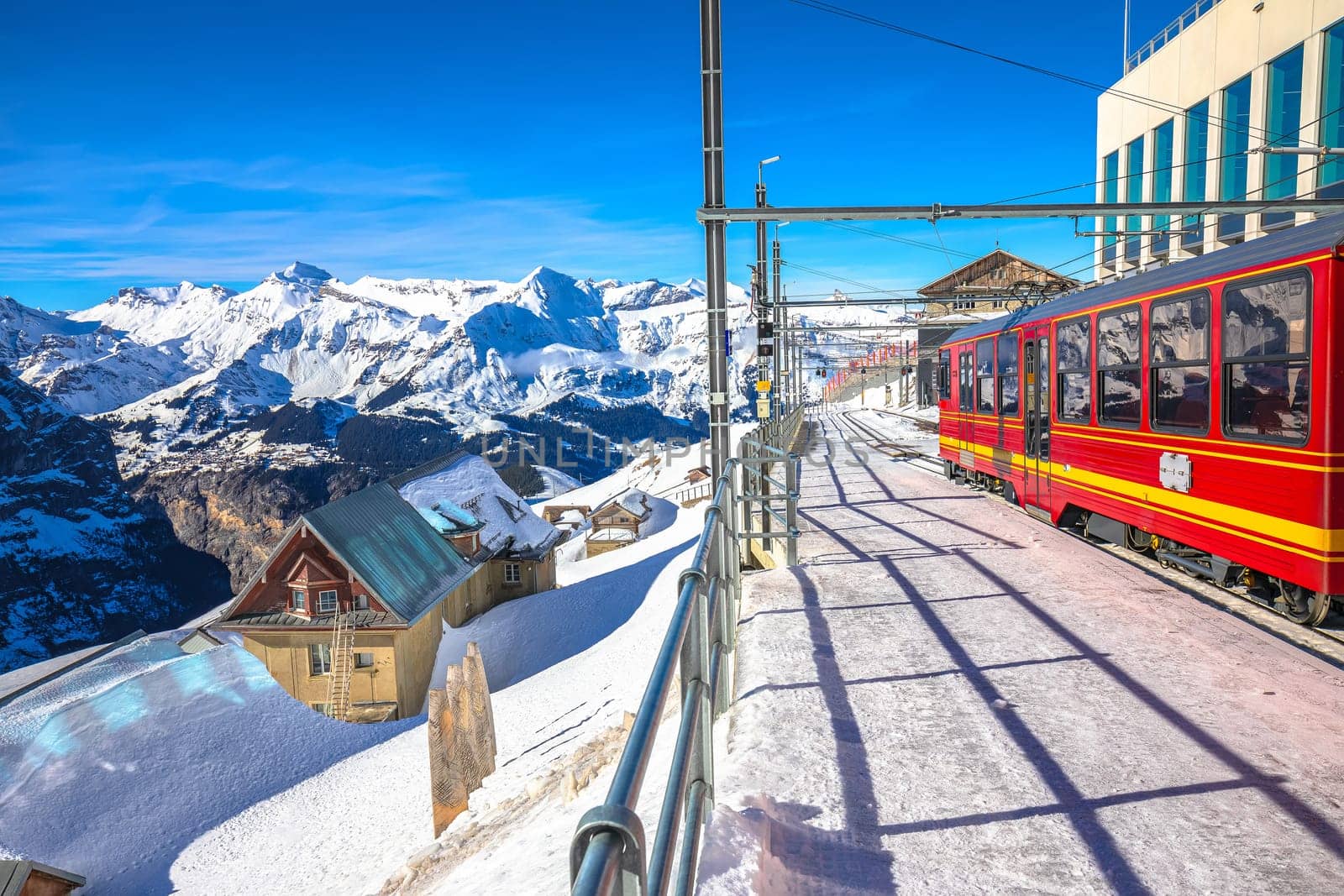 Eigergletscher railway station to Jungrafujoch peak, Berner Oberland region of Switzerland