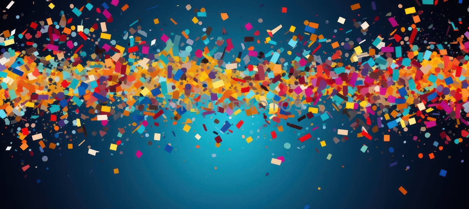 Colorful Confetti Celebration: Bright, Happy, and Fun Abstract Illustration on Blue Background