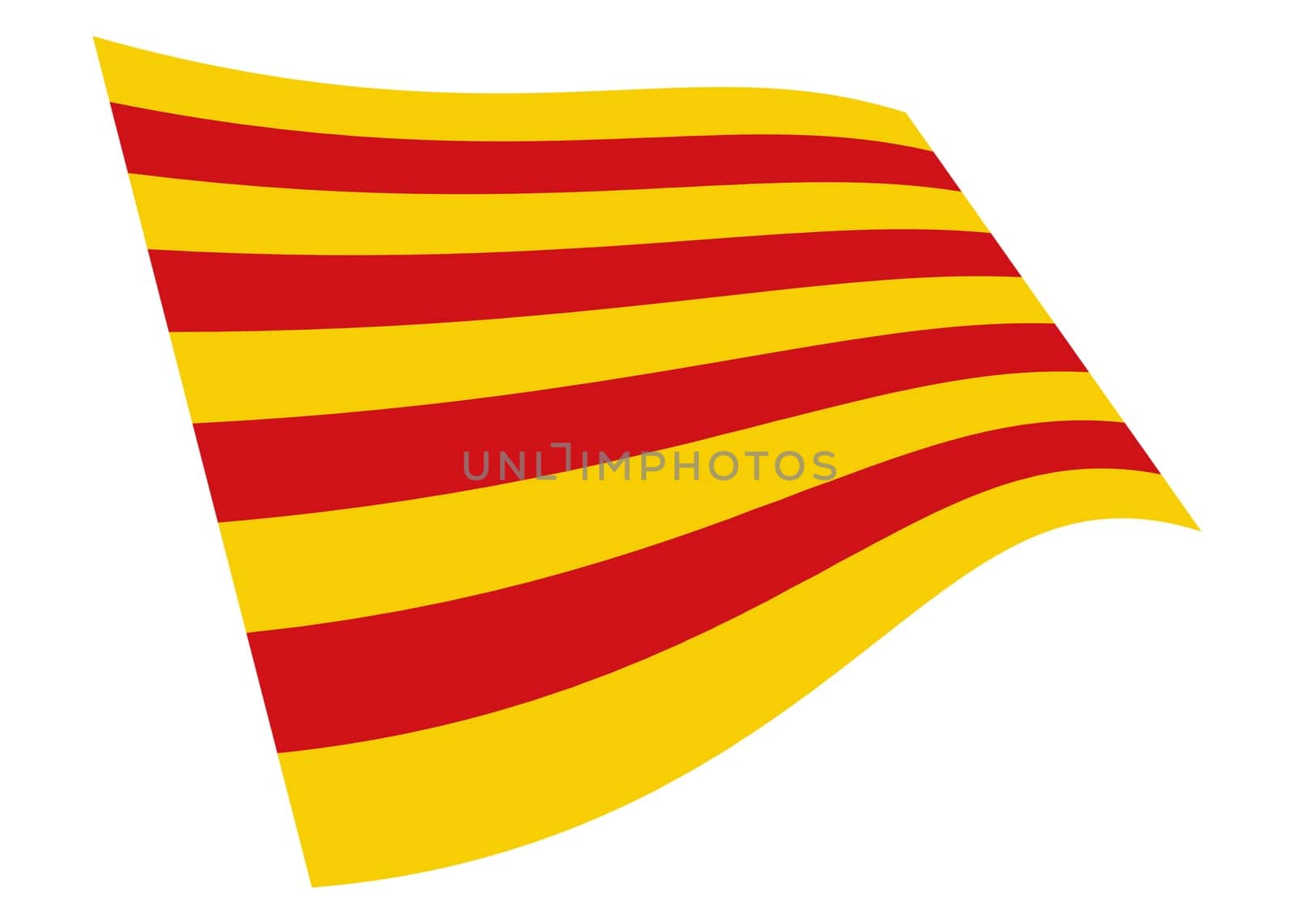 A Catalonia waving flag graphic isolated on white with clipping path