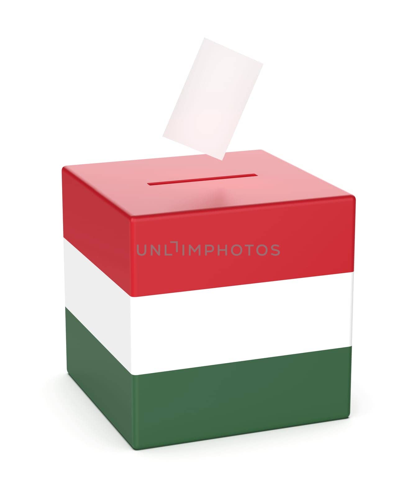 Ballot box with the flag of Hungary, concept image for election in Hungary