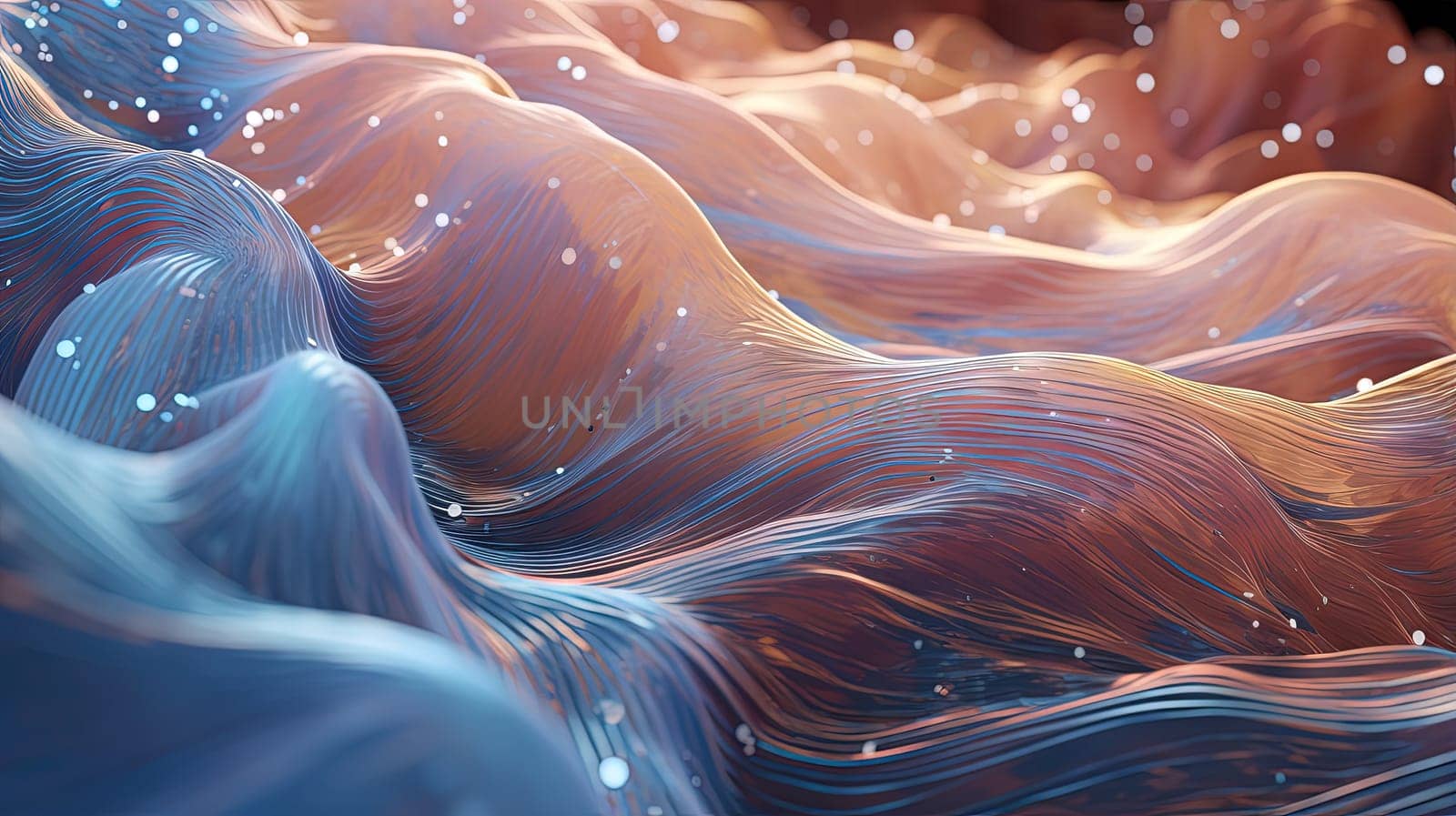 Scientific abstraction with futuristic textured tissue waves. Tech background with close-up wave bio texture. Generated AI