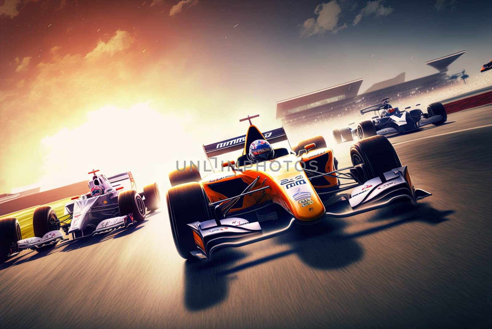 Racing car on the track. Outdoor race with fast cars making speed laps. Generated AI