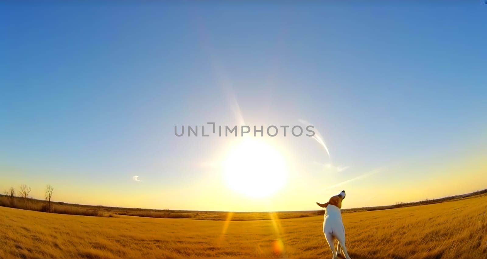 Cute puppy playing outside. Lifestyle dynamic dog photo in casual camera style. Generated AI