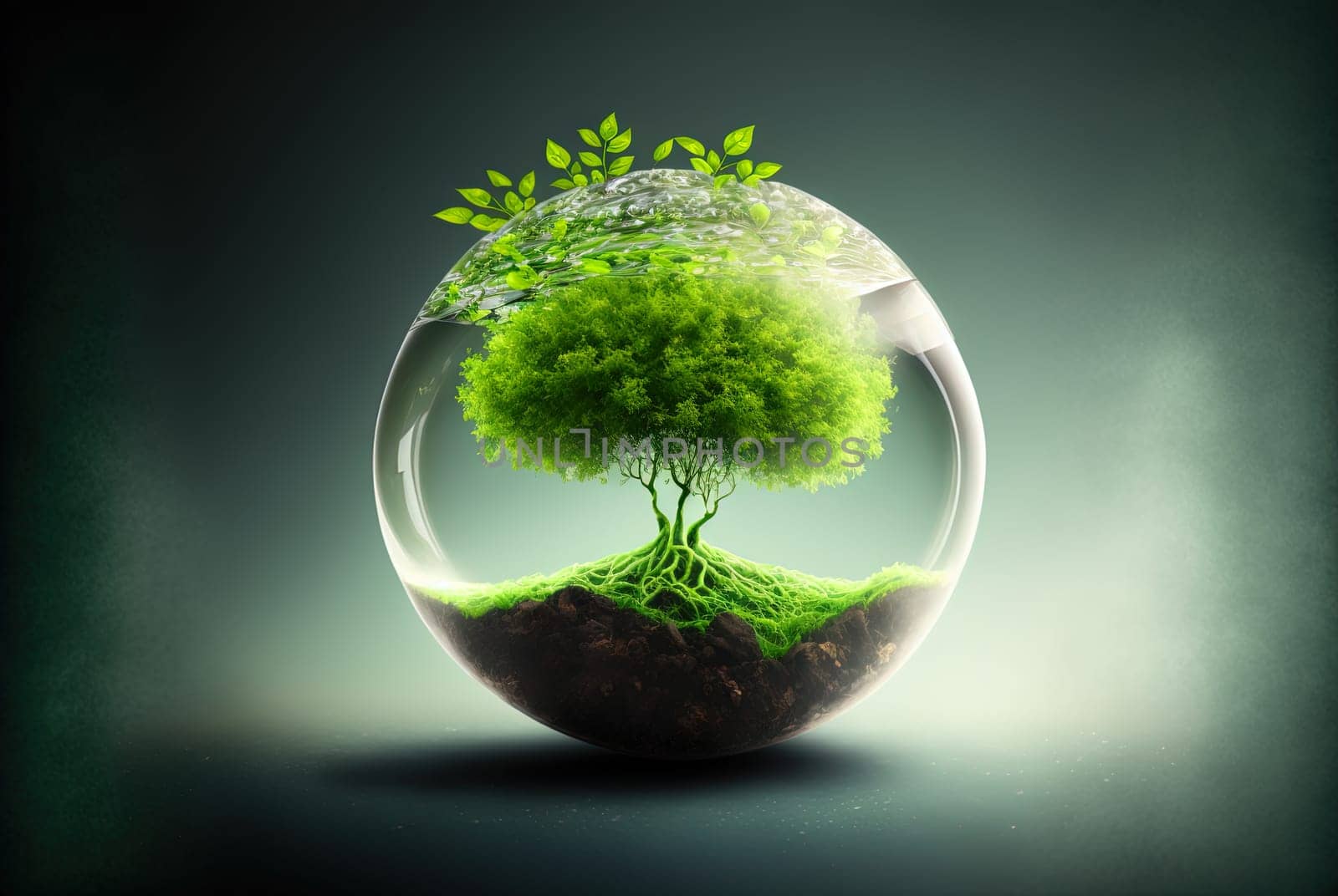 Ecological sustainability concept with stylized Earth as our home. Generated AI