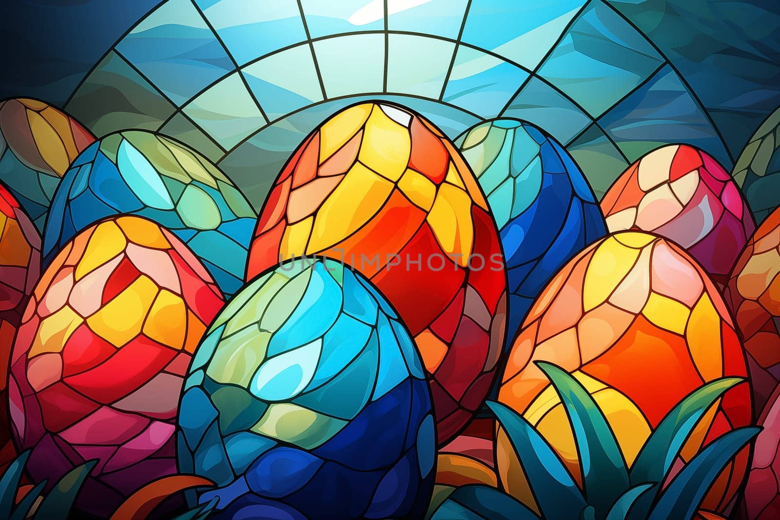 Easter background, Glass mosaic style by Nadtochiy