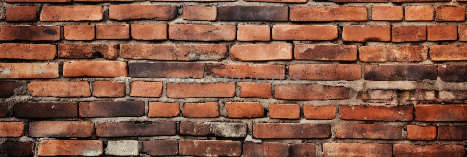 Abstract grunge brick wall texture background. Long website header or banner format. AI