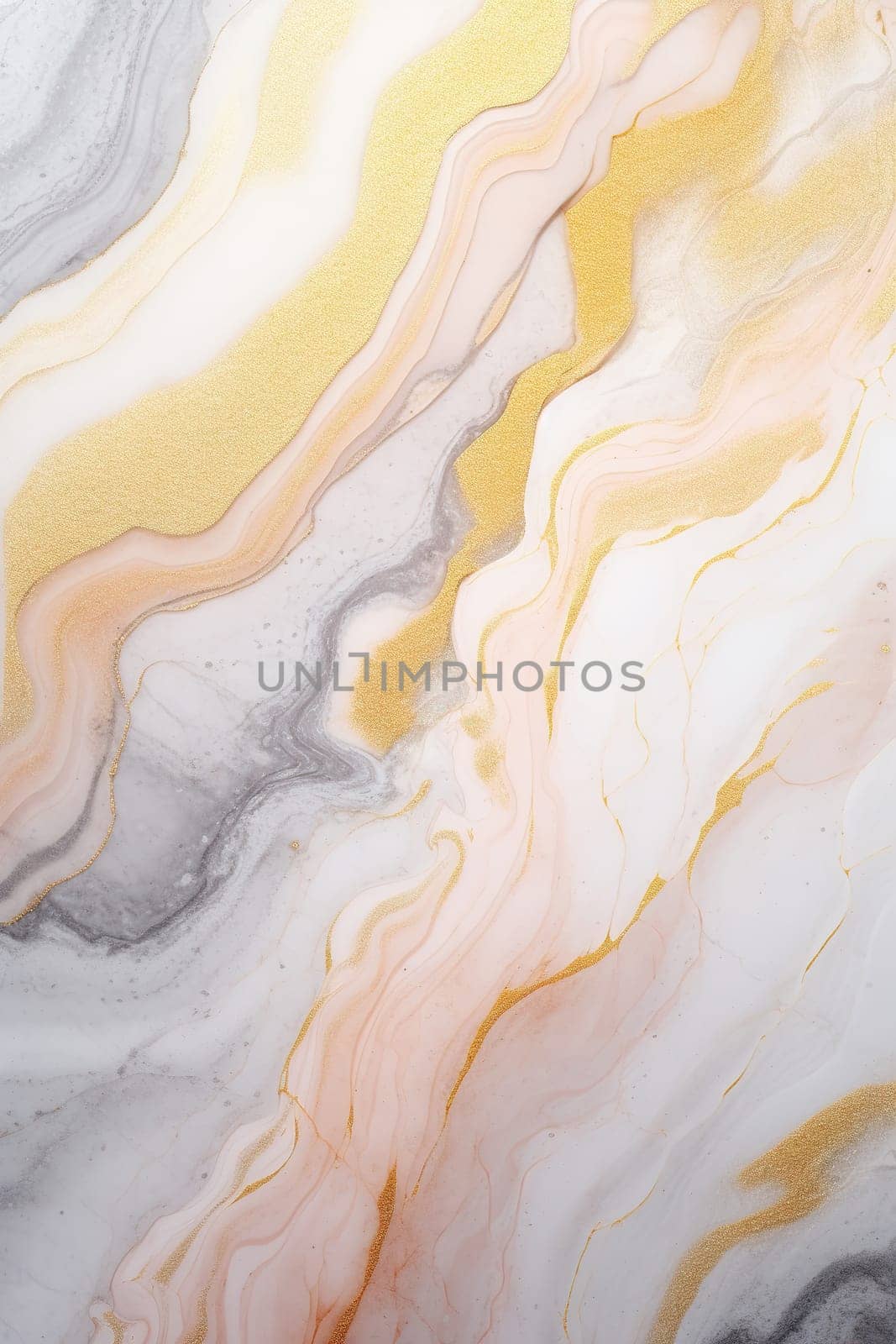 Ethereal marble design with waves of gold, pink, and gray, perfect for luxurious branding, sophisticated backgrounds, or high-end product visuals. Pastel colors. Vertical format. Generative AI. by creativebird