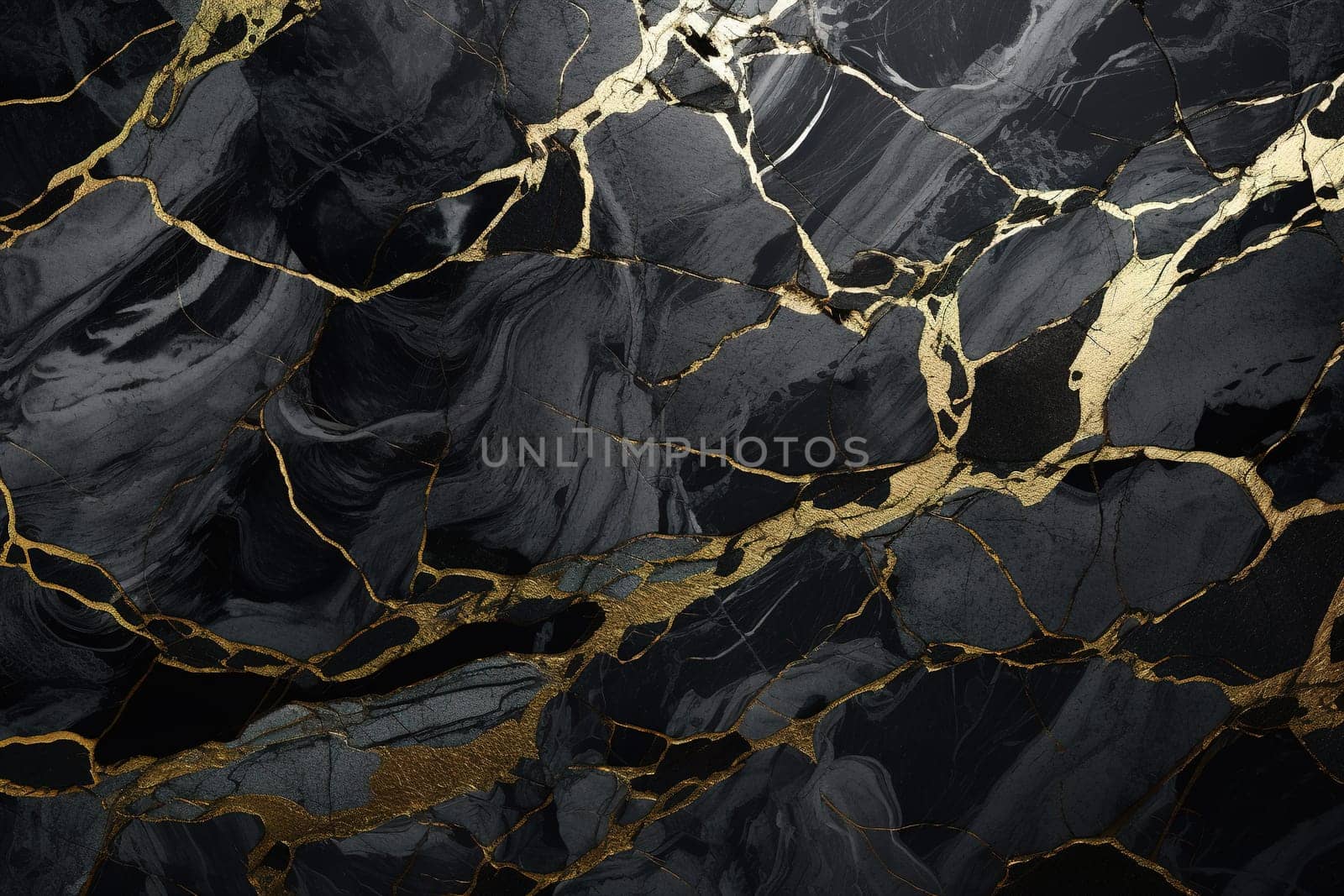 Exquisite black marble with striking golden veins, perfect for sophisticated backgrounds, elegant wallpapers, or luxury product presentation. Generative AI