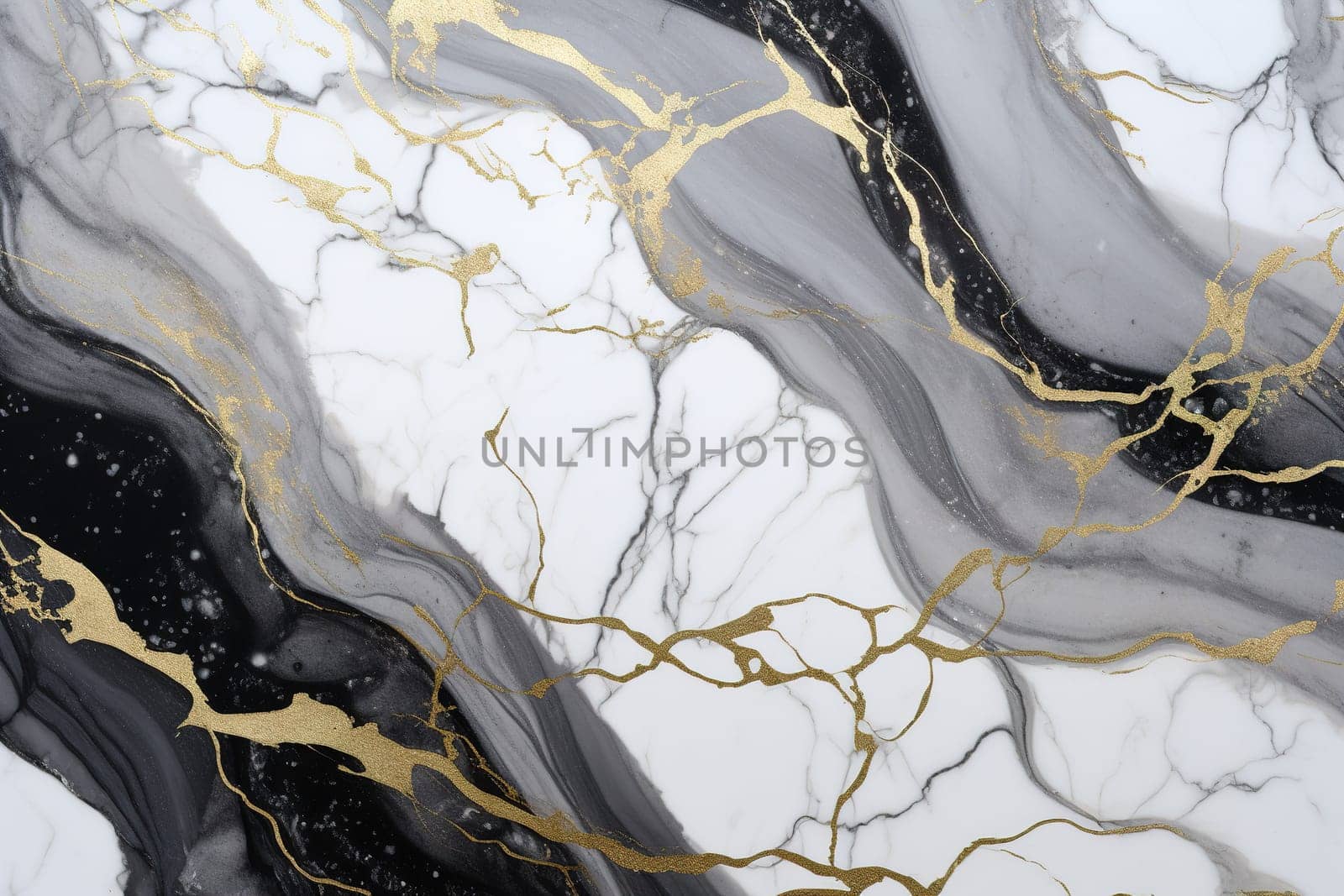 Elegant black and white marble with golden streaks, perfect for luxurious backgrounds, upscale design elements, and sophisticated print materials. Generative AI. by creativebird