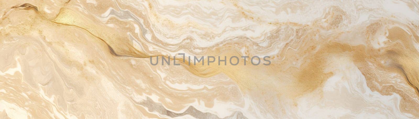 Luxurious beige marble texture with gold veins, ideal for high-end design backgrounds, wallpaper, covers, or elegant product presentations. Panoramic banner. Generative AI