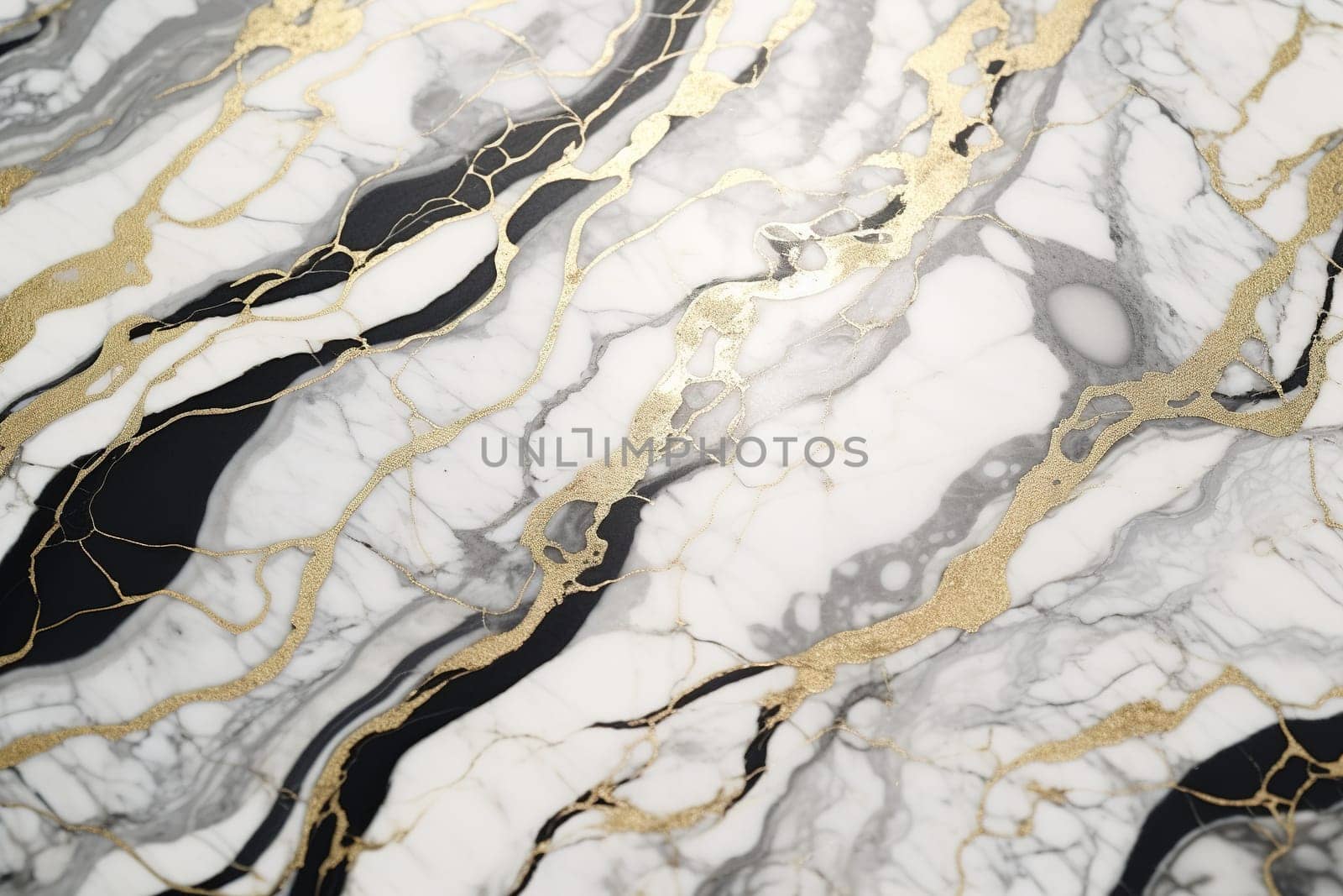 Elegant black and white marble with golden streaks, perfect for luxurious backgrounds, upscale design elements, and sophisticated print materials. Generative AI