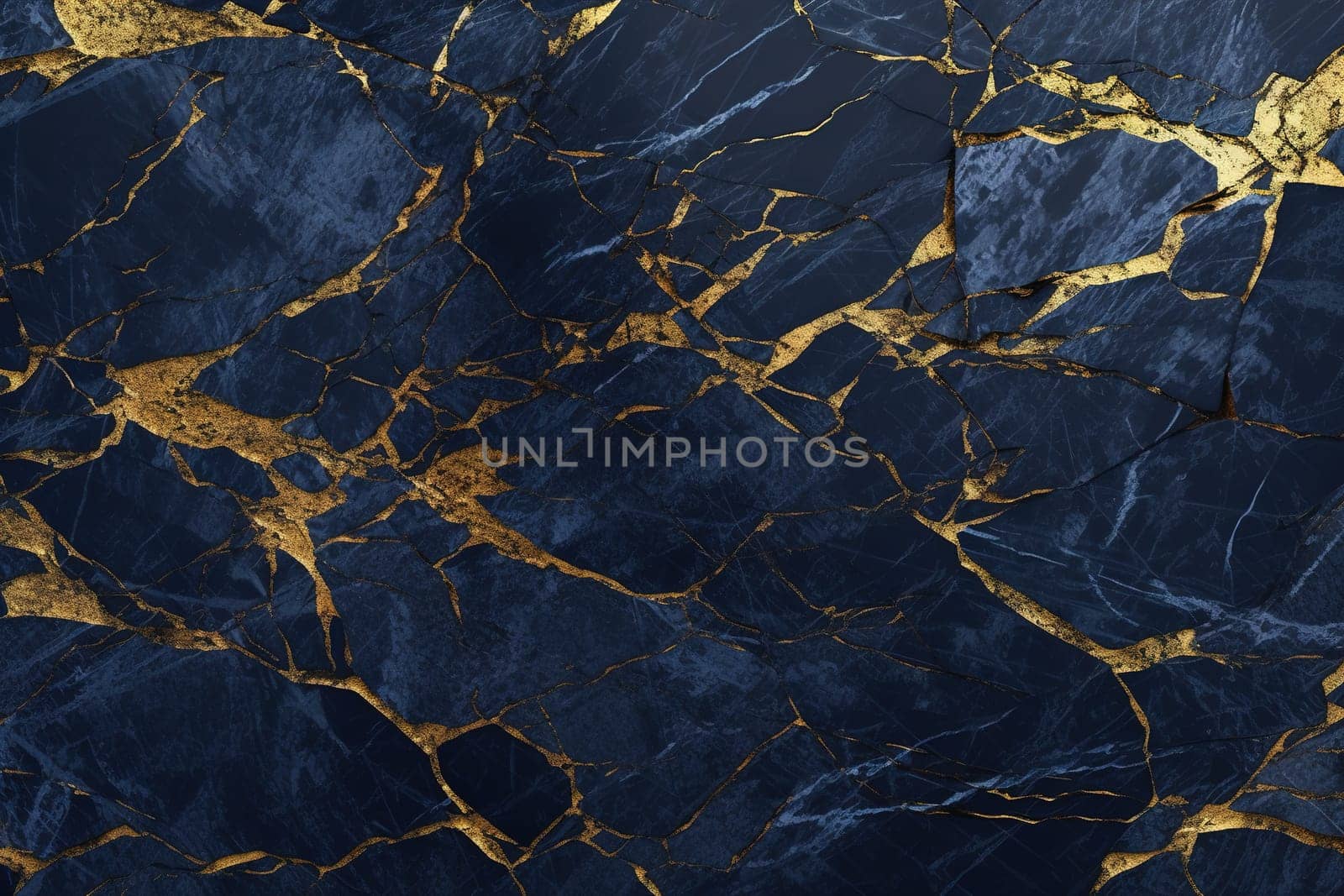 Luxurious dark blue marble texture with gold veins, ideal for high-end design backgrounds, wallpaper, covers, or elegant product presentations. Generative AI